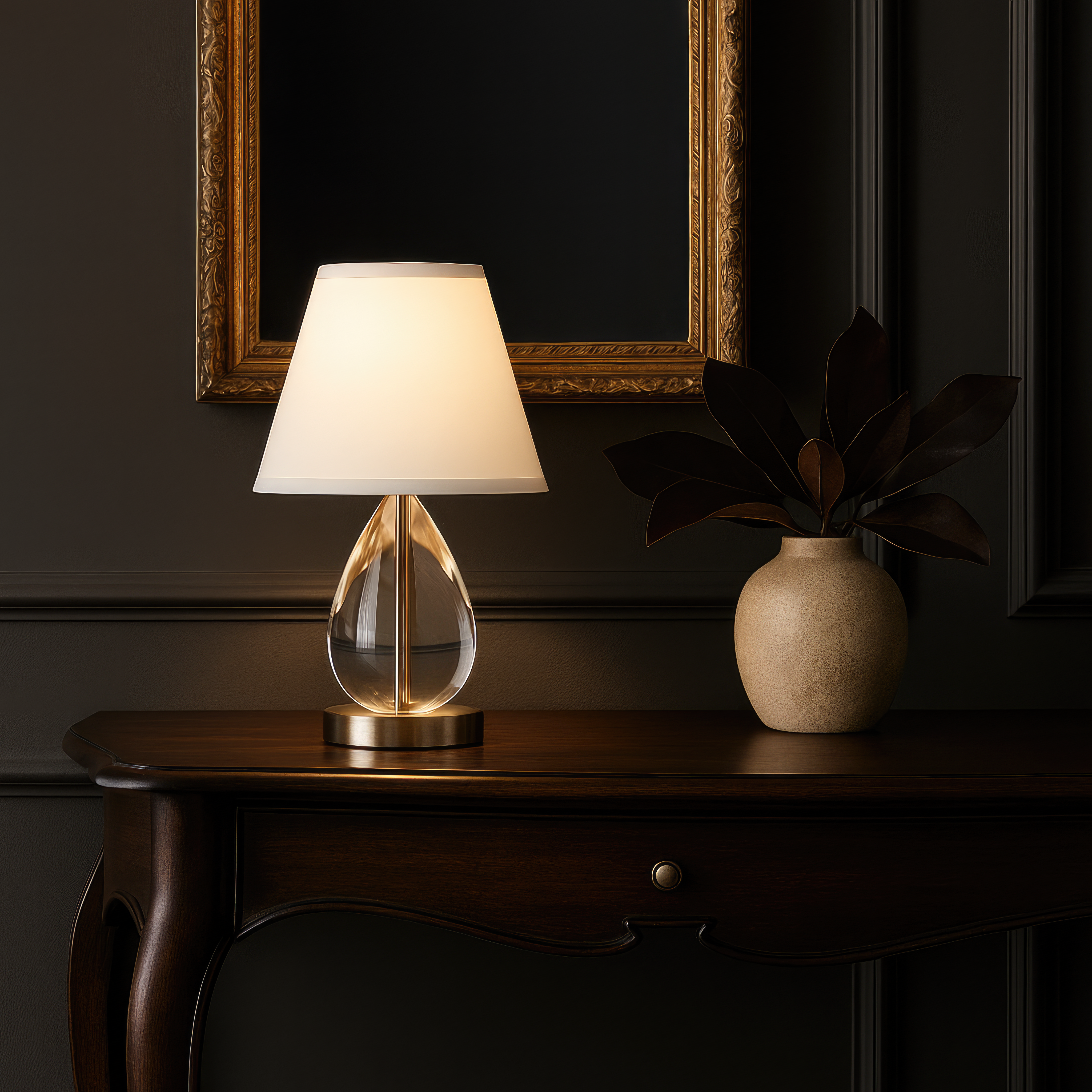 Mona & Lisa 1 Light Oblong Crystal Table Lamp