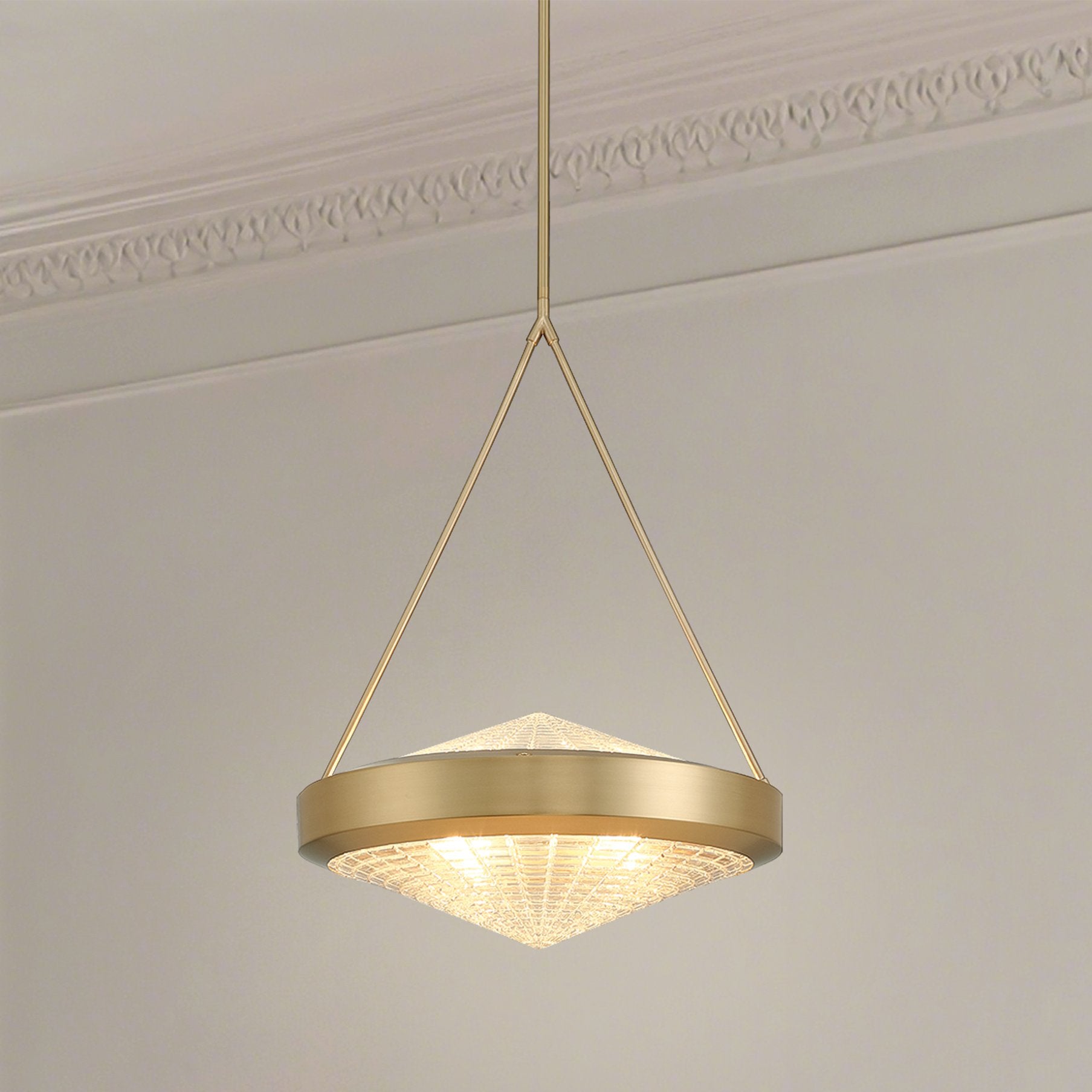 Agate 20-inch 4-light Champagne Gold Pendant Light with Clear Holophane Glass Shade