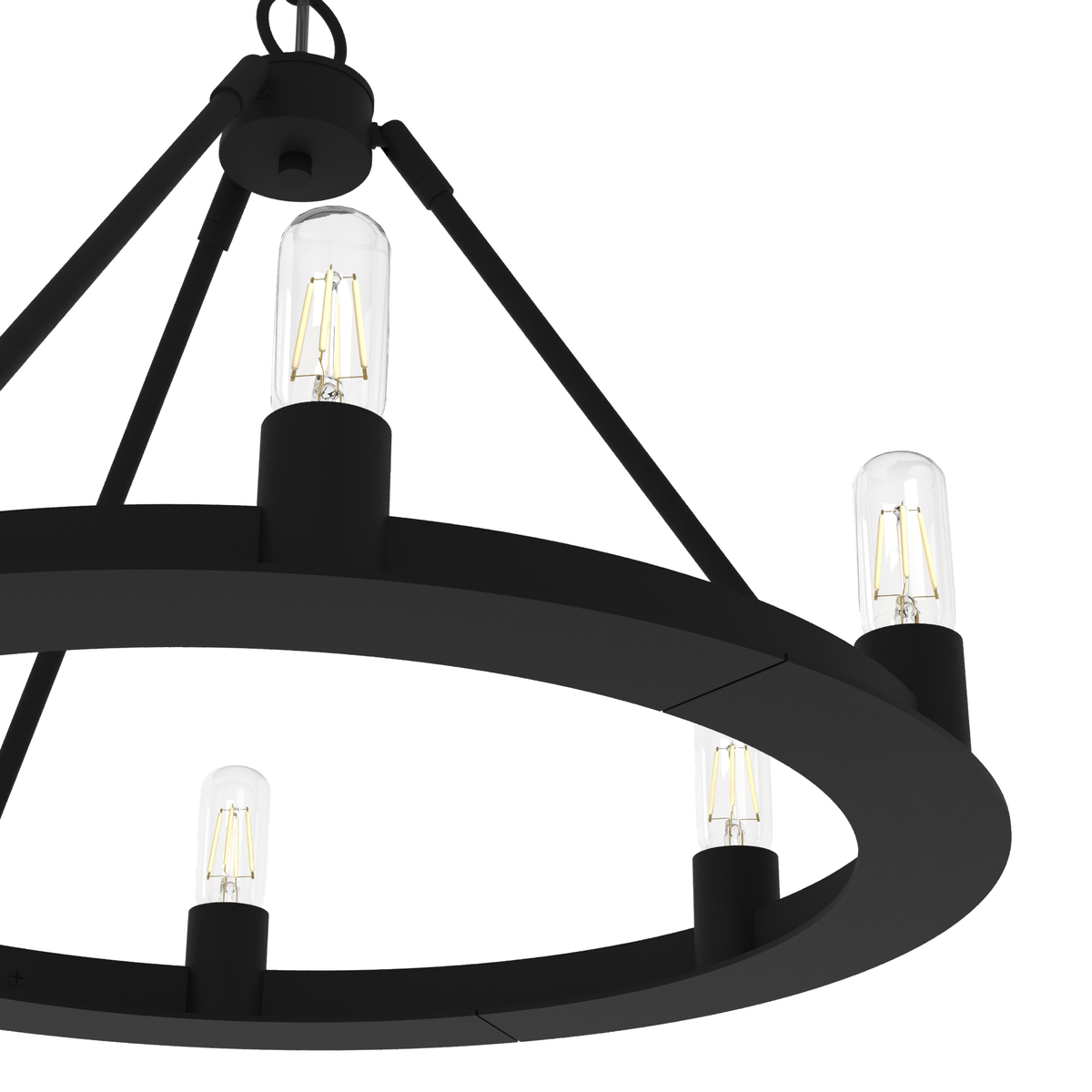 Saddlewood 24-inch 6-light Natural Black Iron Chandelier