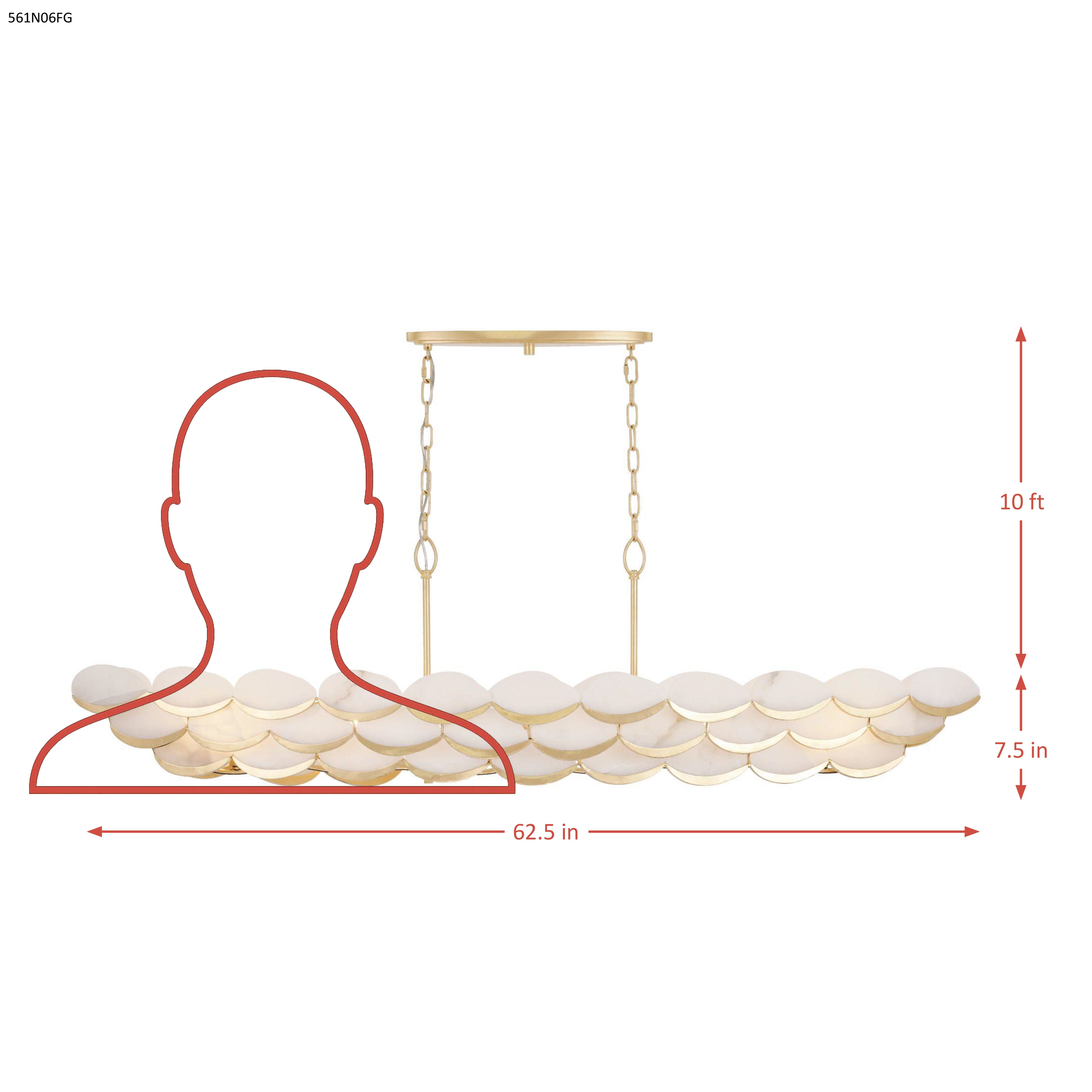 High Tide 6 Light linear Pendant