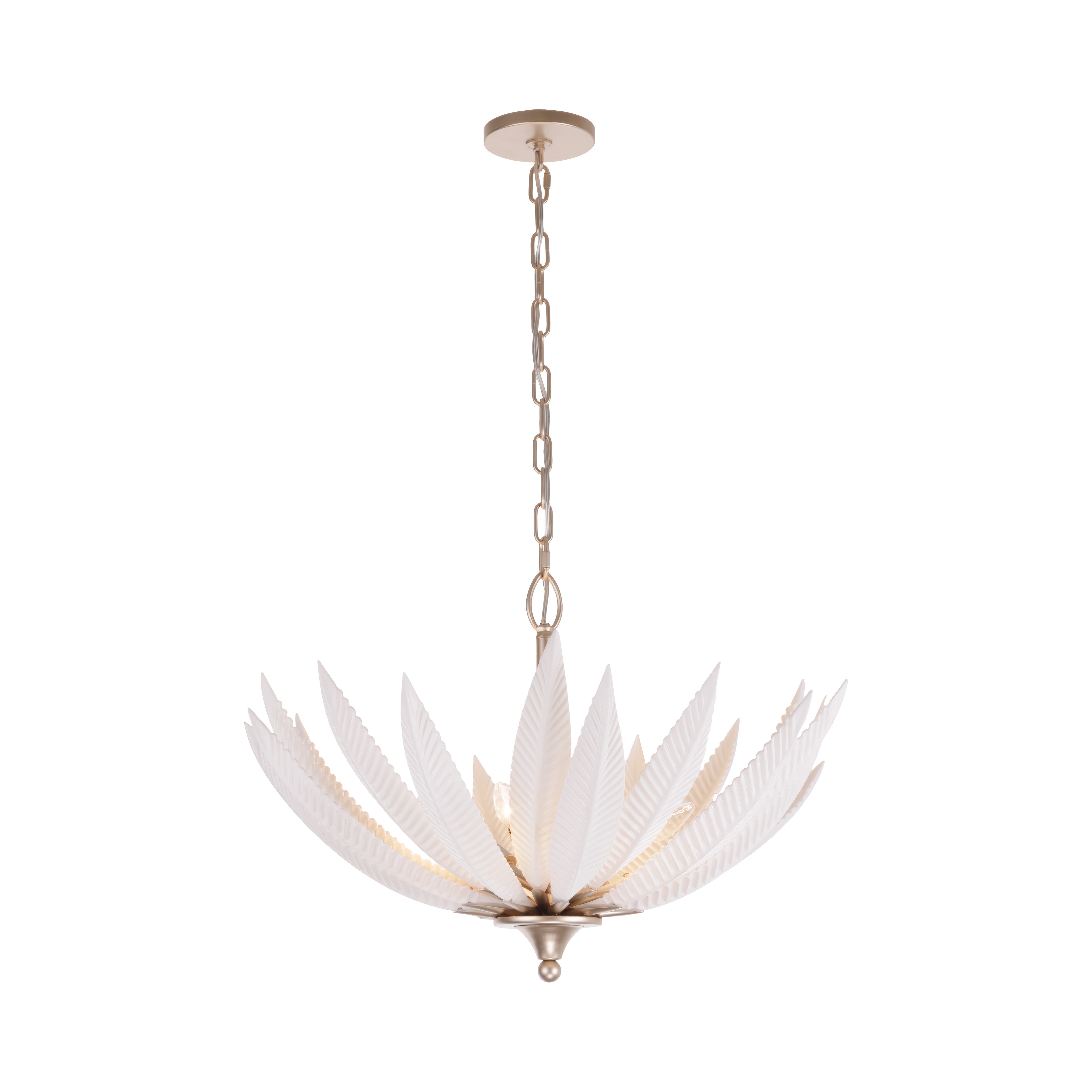 Zanara 6 Light Pendantwith 3D Printed Ceramic Leaves