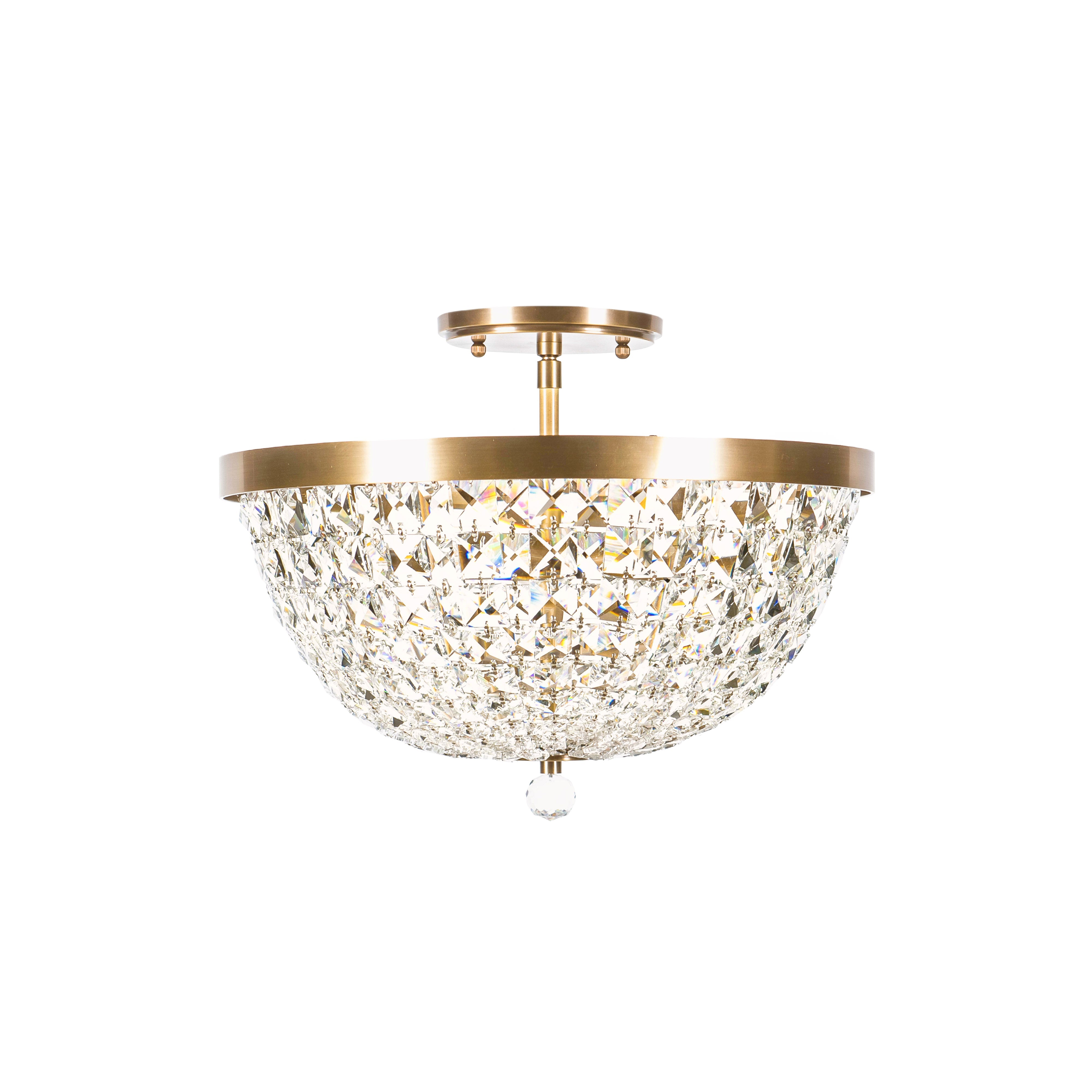 Crystal Baller 3 Light Leaded Crystal Empire Semi-Flush Mount