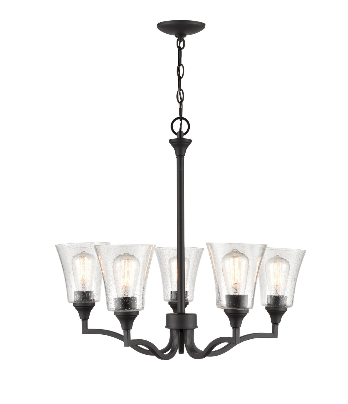 24'' Caily Matte Black 5 Light Chandelier