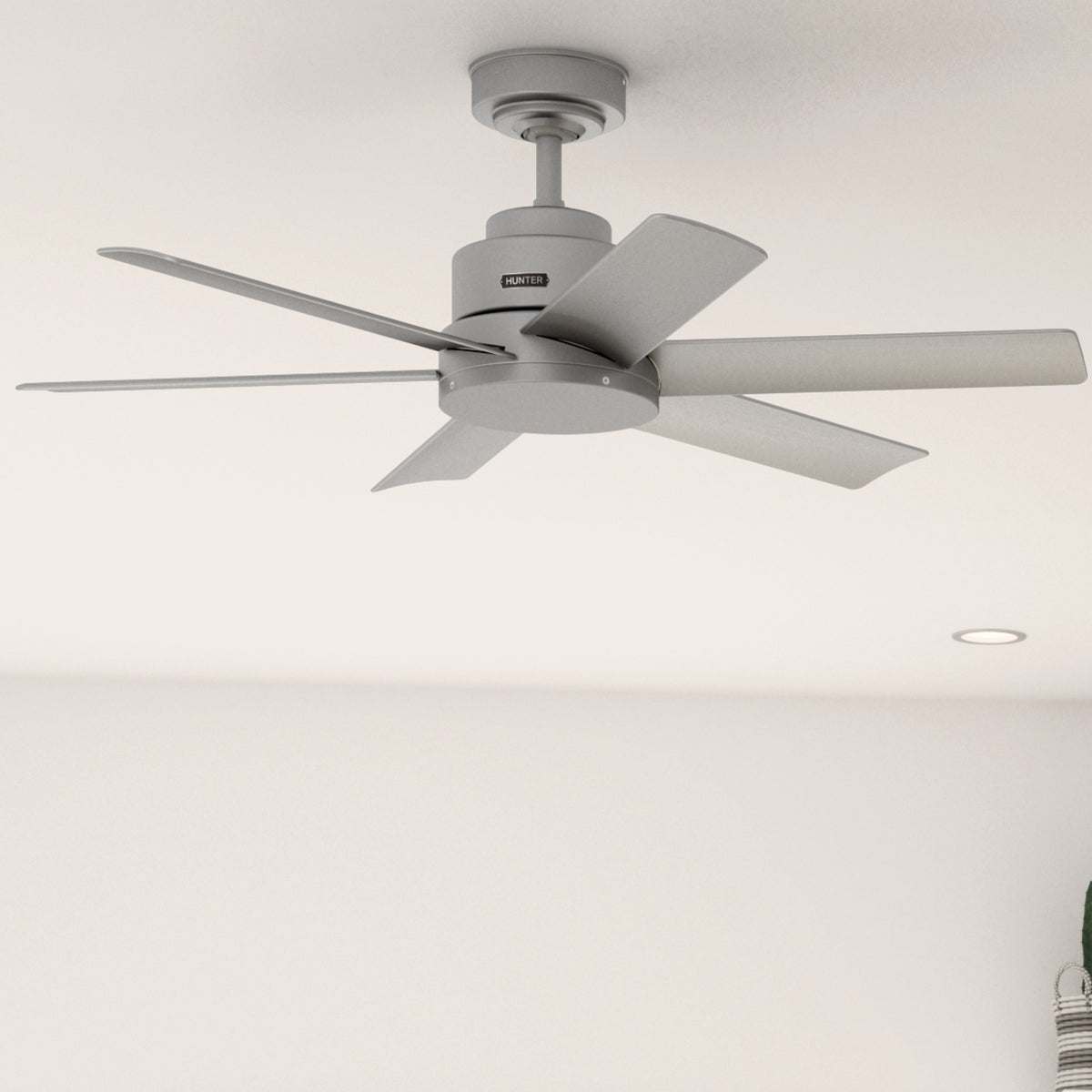 44 inch Kennicott Matte Silver Damp Rated Ceiling Fan and Wall Control
