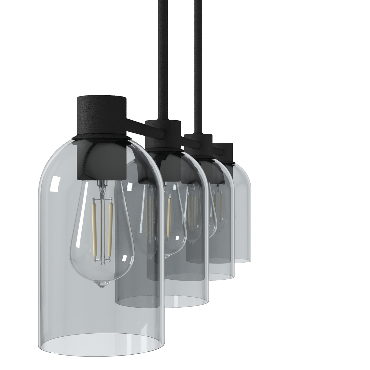 Lochemeade 37.5-inch 4-light Natural Black Iron Linear Chandelier with Smoked Glass