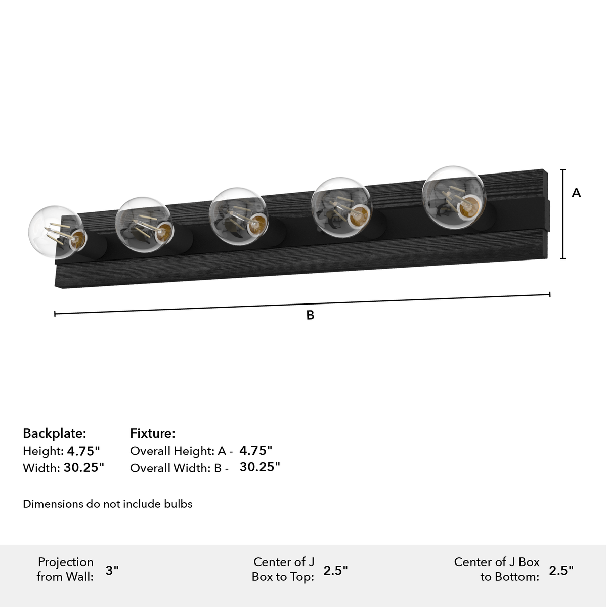 Donelson 30.25-inch 5-light Natural Black Iron and Dark Ash Vanity Light