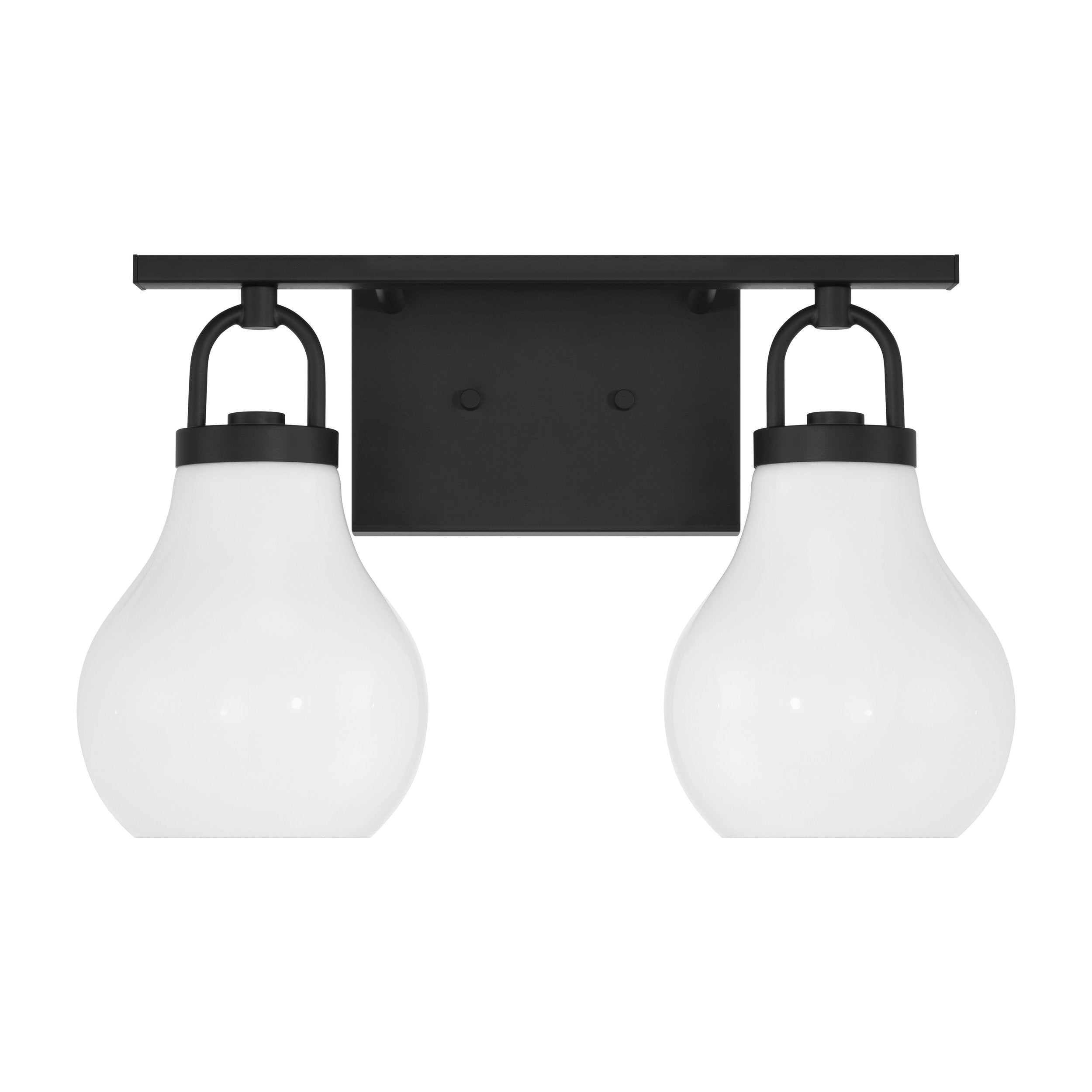 Mansfield 16-inch 2-light Matte Black Vanity Light with Opal Glass Shades
