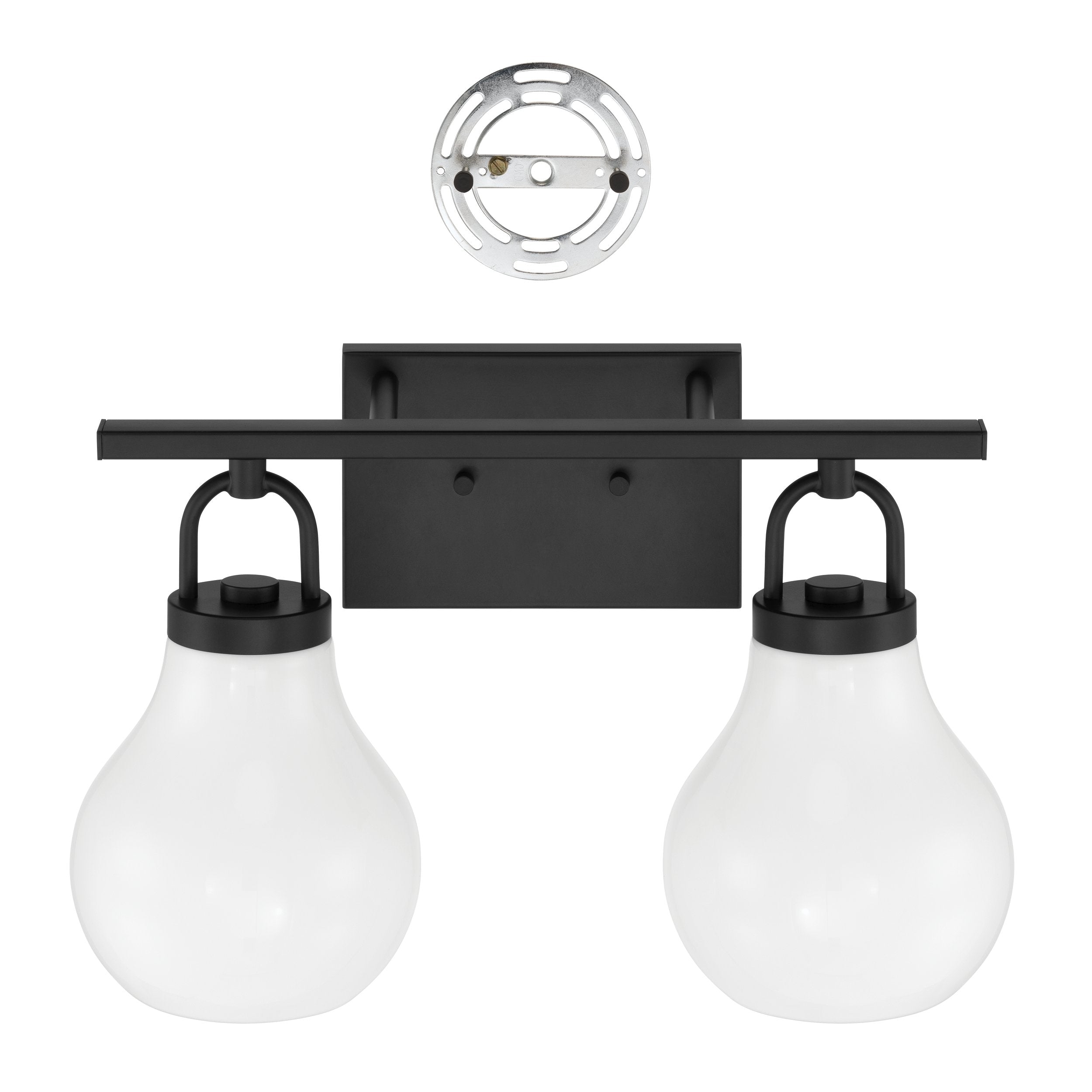 Mansfield 16-inch 2-light Matte Black Vanity Light with Opal Glass Shades