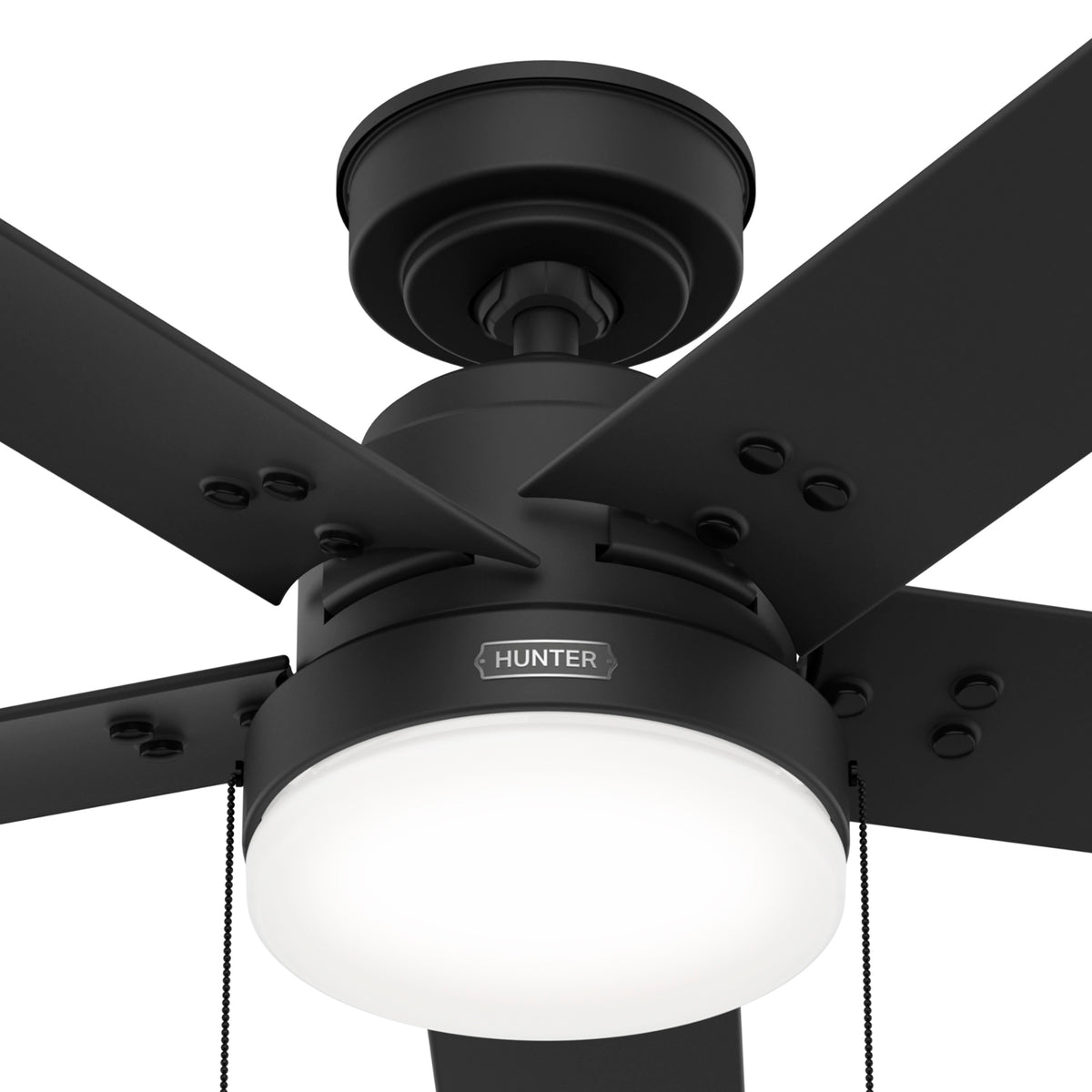 52 inch Sea Point Matte Black WeatherMax Indoor / Outdoor Ceiling Fan with LED Light Kit and Pull Chain