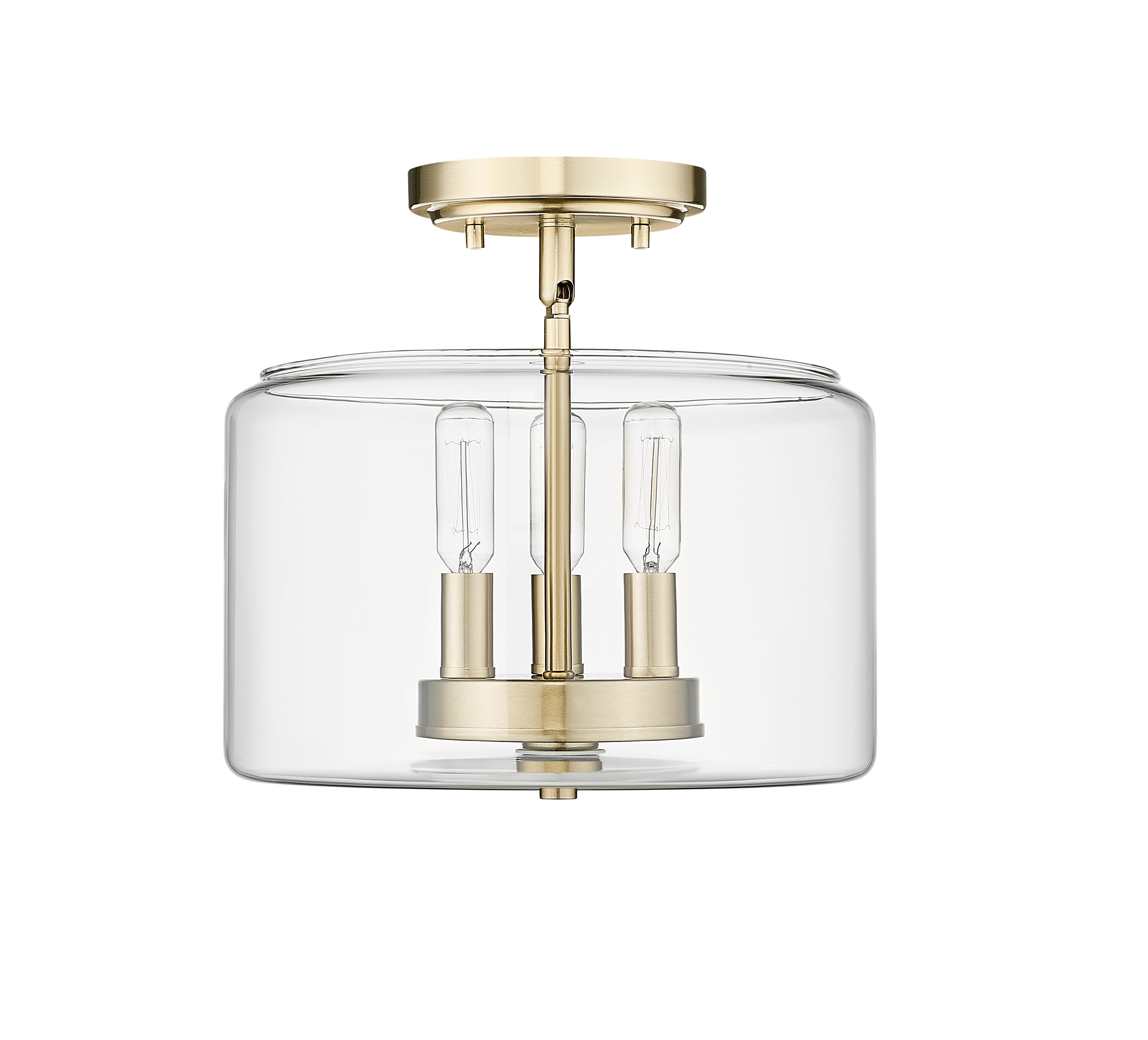 10.6'' Asheville Modern GoldClear 3 Light Semi-Flush Mount