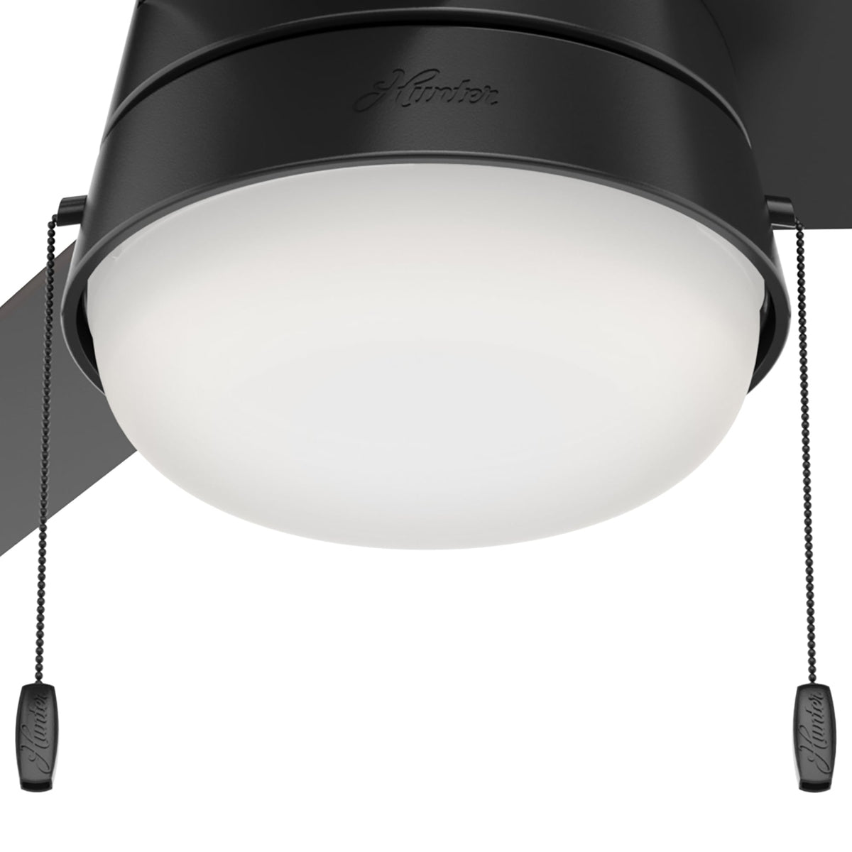 52 inch Aker Matte Black Damp Rated Ceiling Fan with LED Light Kit and Pull Chain