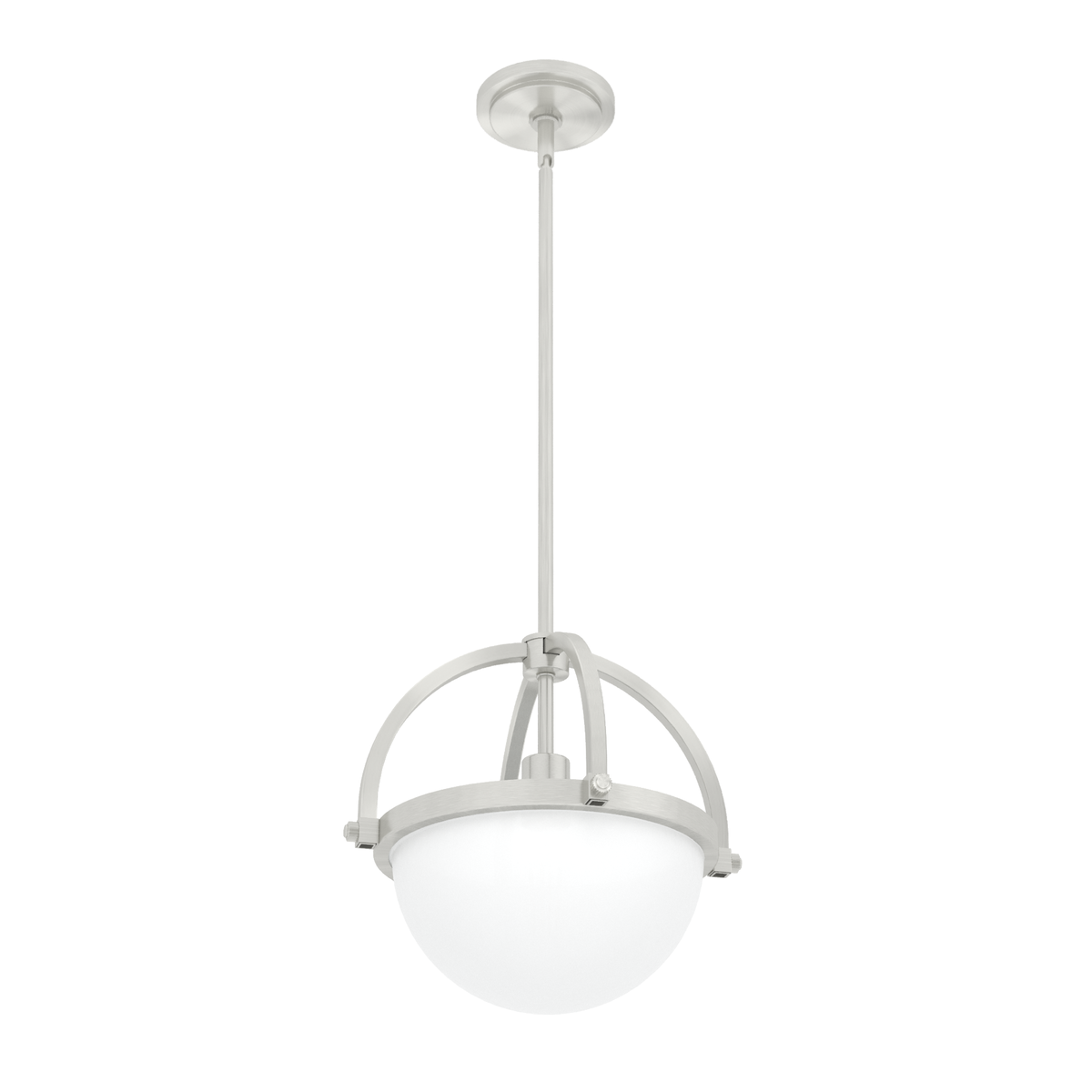 Wedgefield 12.75-inch 1-light Brushed Nickel Orb Pendant with Frosted Cased White Glass
