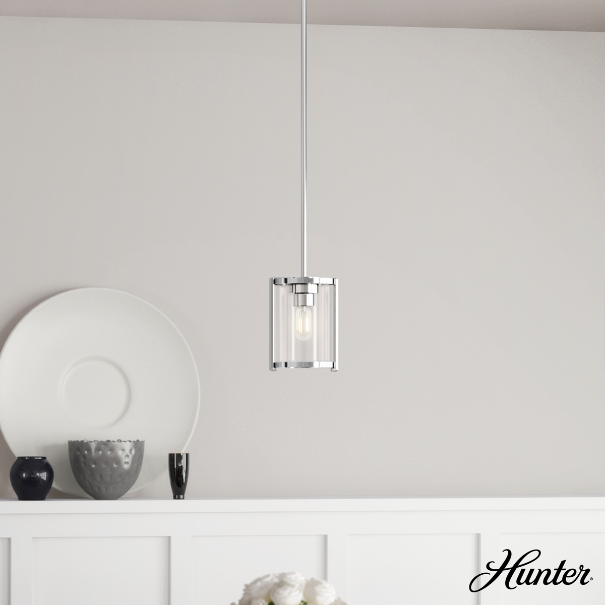 Astwood 6-inch 1-light Polished Nickel Pendant with Clear Glass