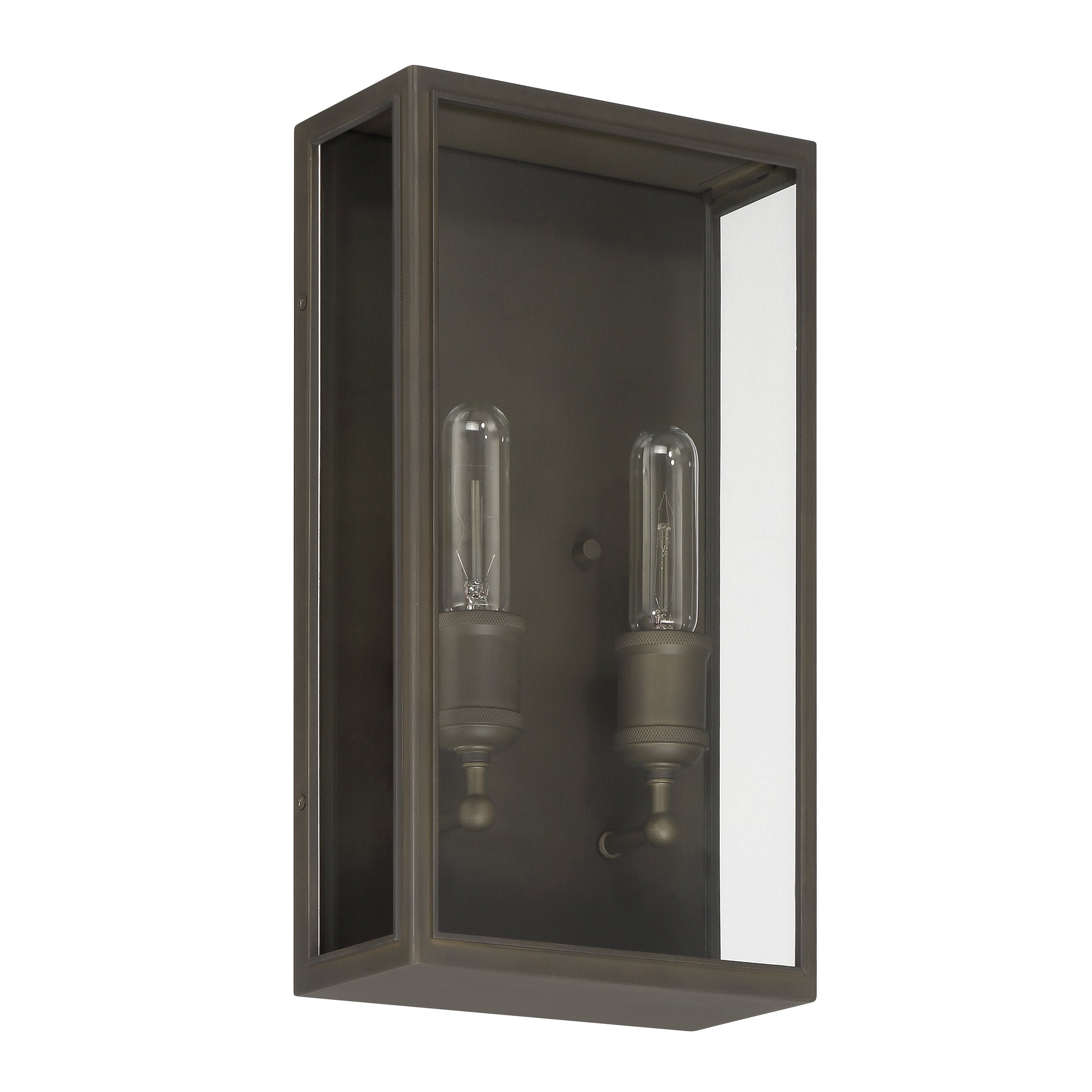 Hollis 16-inch 2-light Blackened Brass Exterior Wall Sconce with Clear Glass