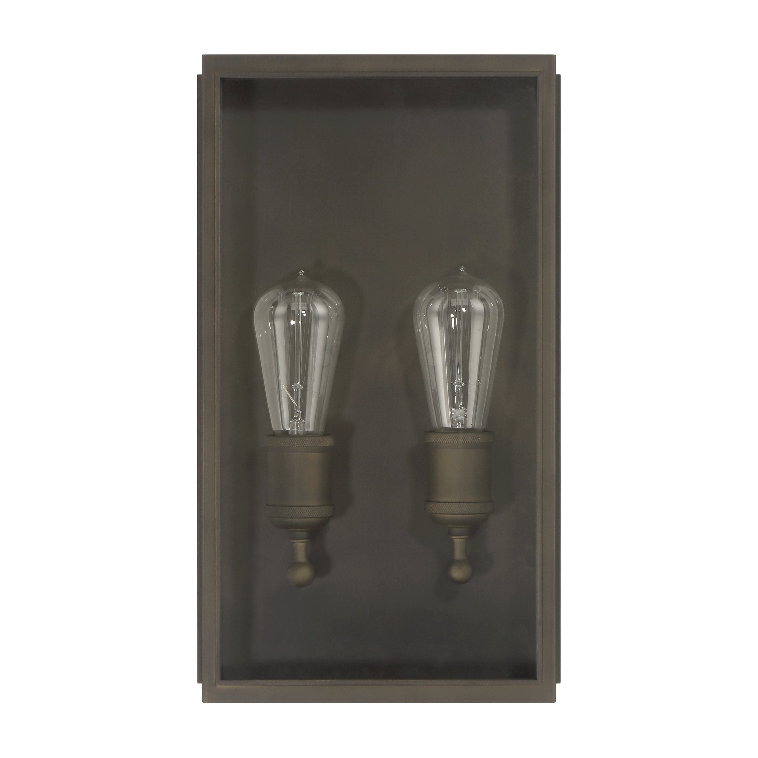 Hollis 16-inch 2-light Blackened Brass Exterior Wall Sconce with Clear Glass