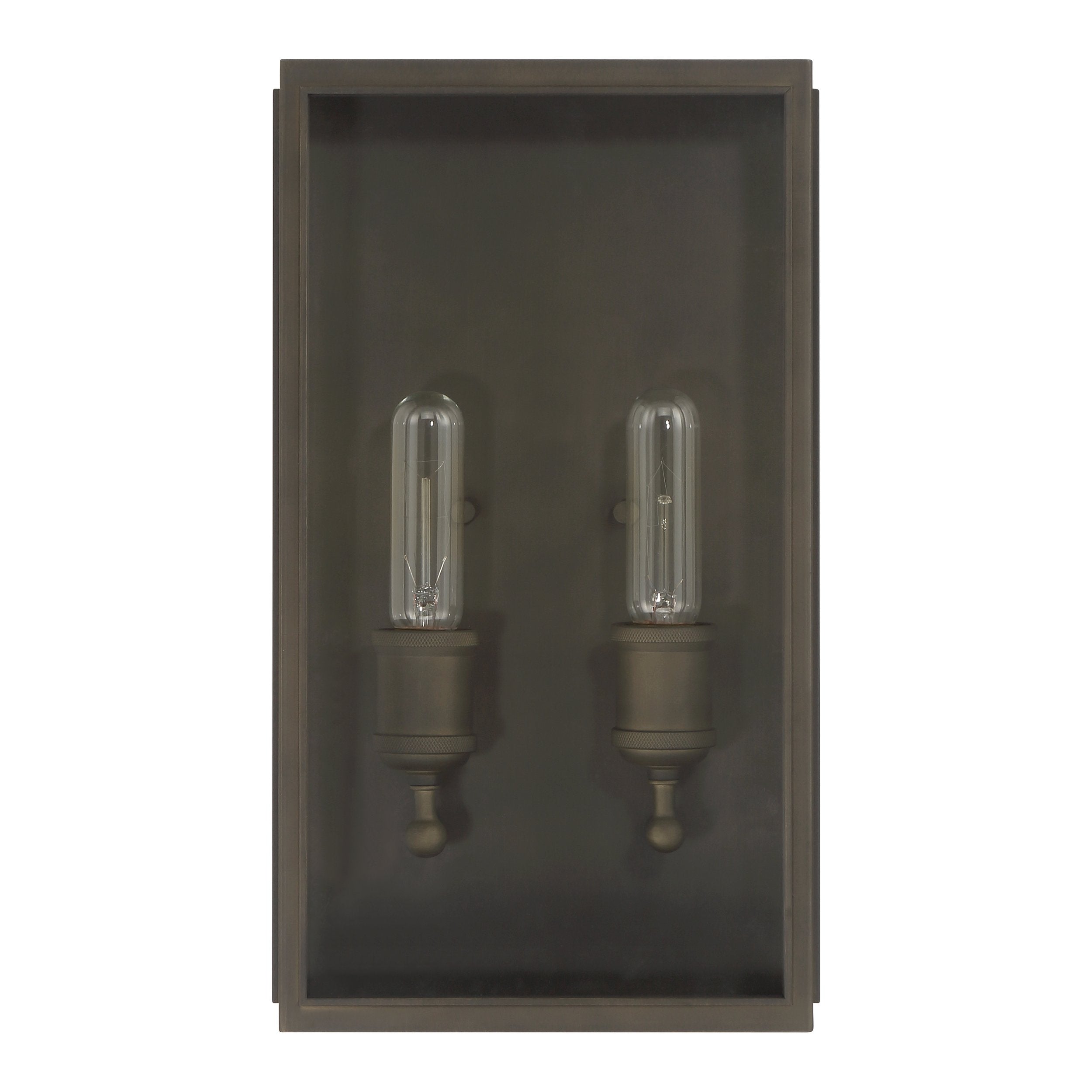 Hollis 16-inch 2-light Blackened Brass Exterior Wall Sconce with Clear Glass