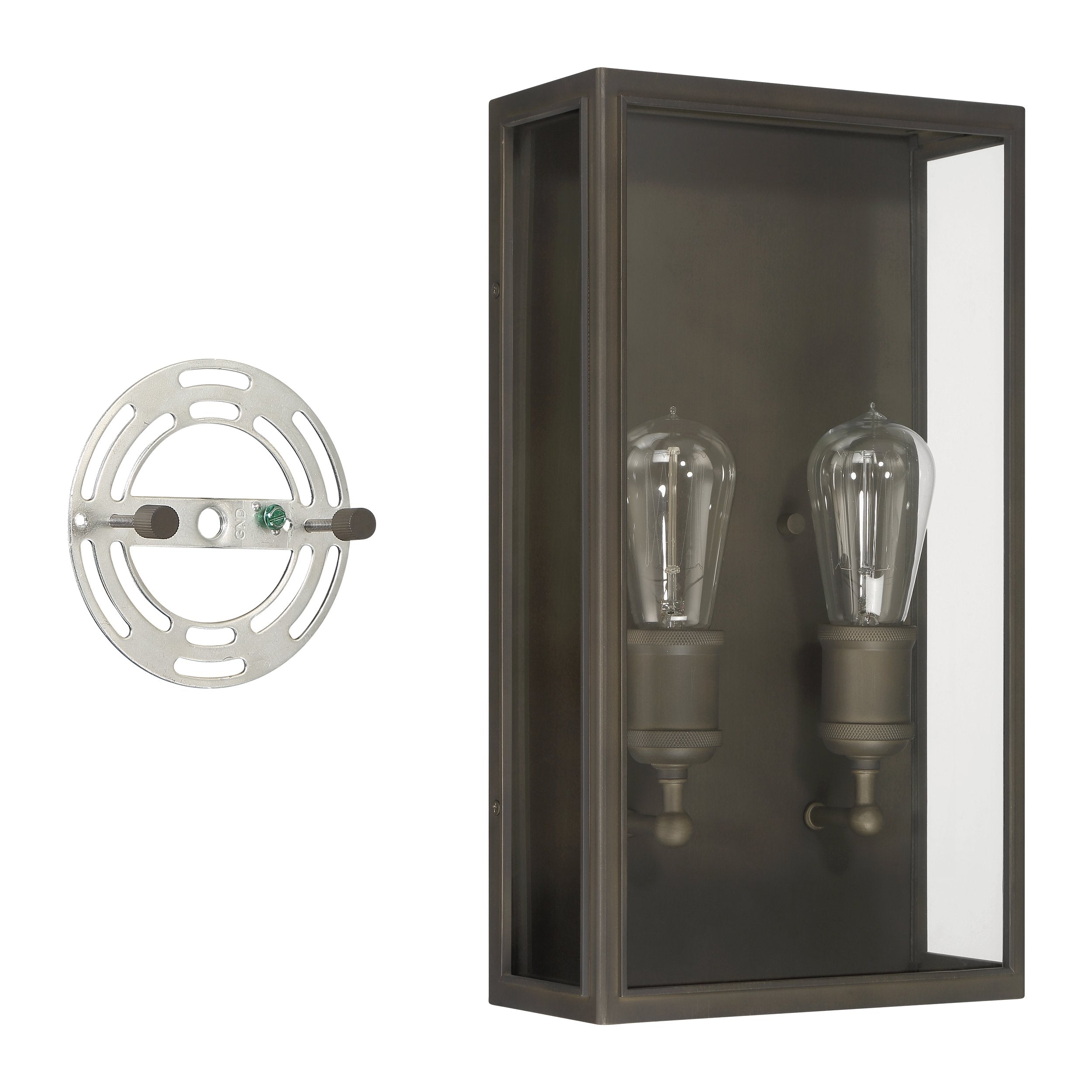 Hollis 16-inch 2-light Blackened Brass Exterior Wall Sconce with Clear Glass