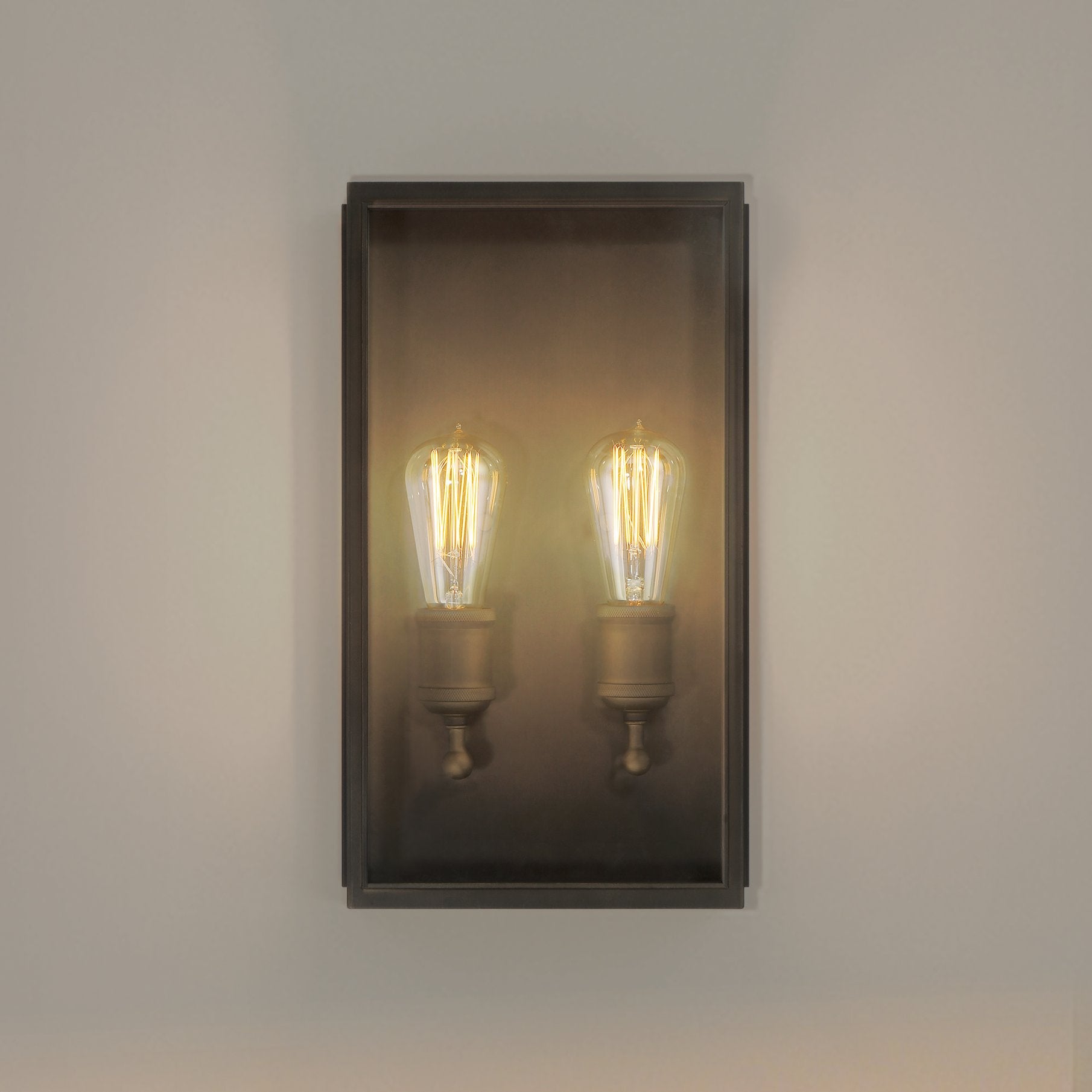 Hollis 16-inch 2-light Blackened Brass Exterior Wall Sconce with Clear Glass