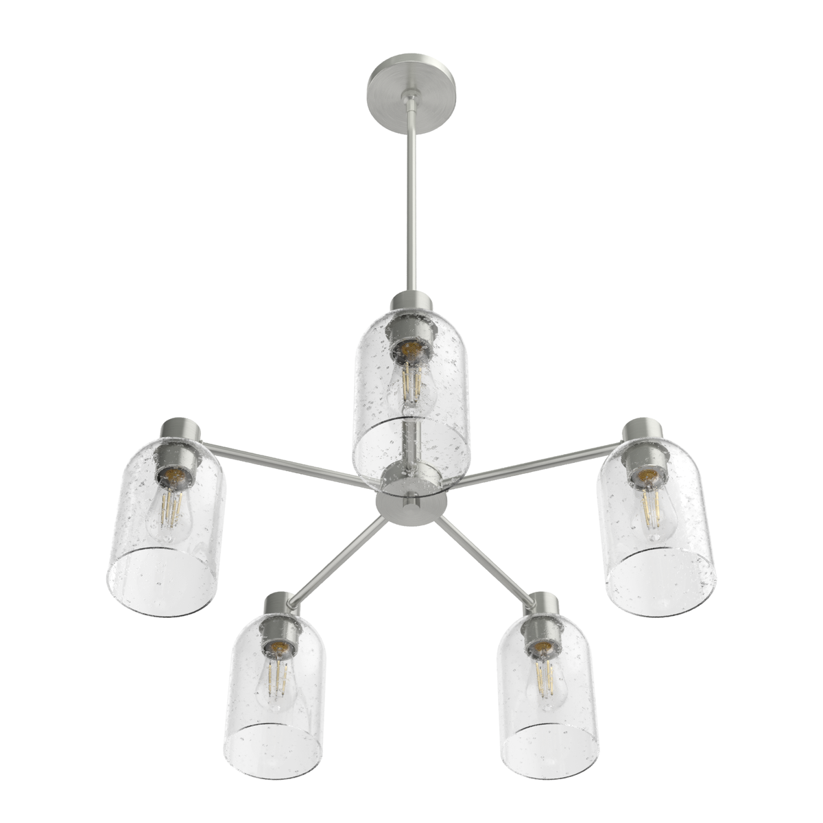 Lochemeade 26-inch 5-light Brushed Nickel Chandelier with Seeded Glass