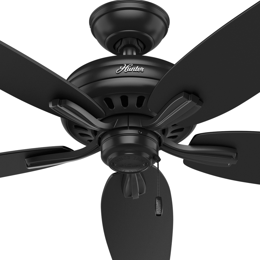 52 inch Newsome Matte Black Damp Rated Ceiling Fan and Pull Chain