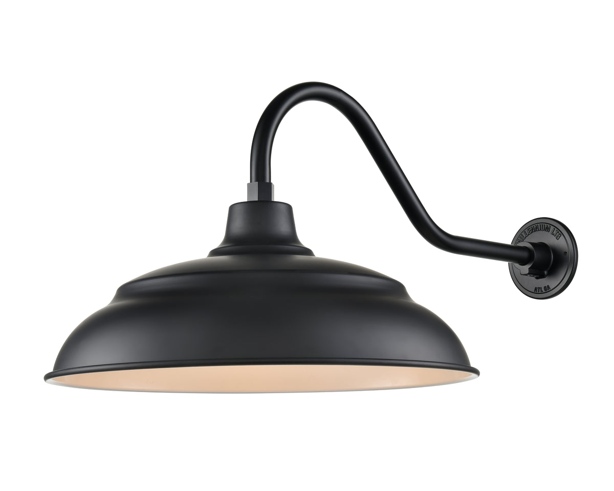 20'' Satin Black Aluminum R Series Aluminum Warehouse Shade