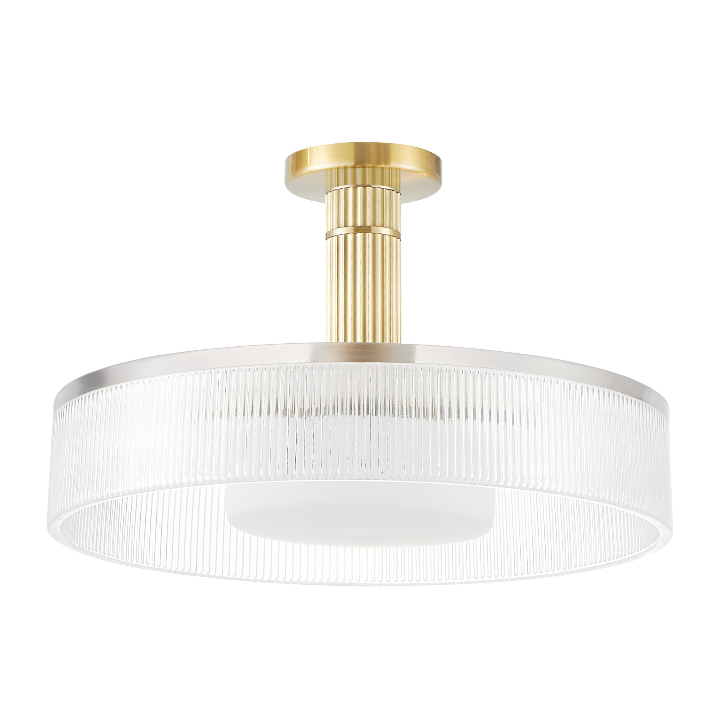 Como 18-inch 1-light Champagne Gold Convertible Pendant with Clear Ribbed and Opal Glass Shade
