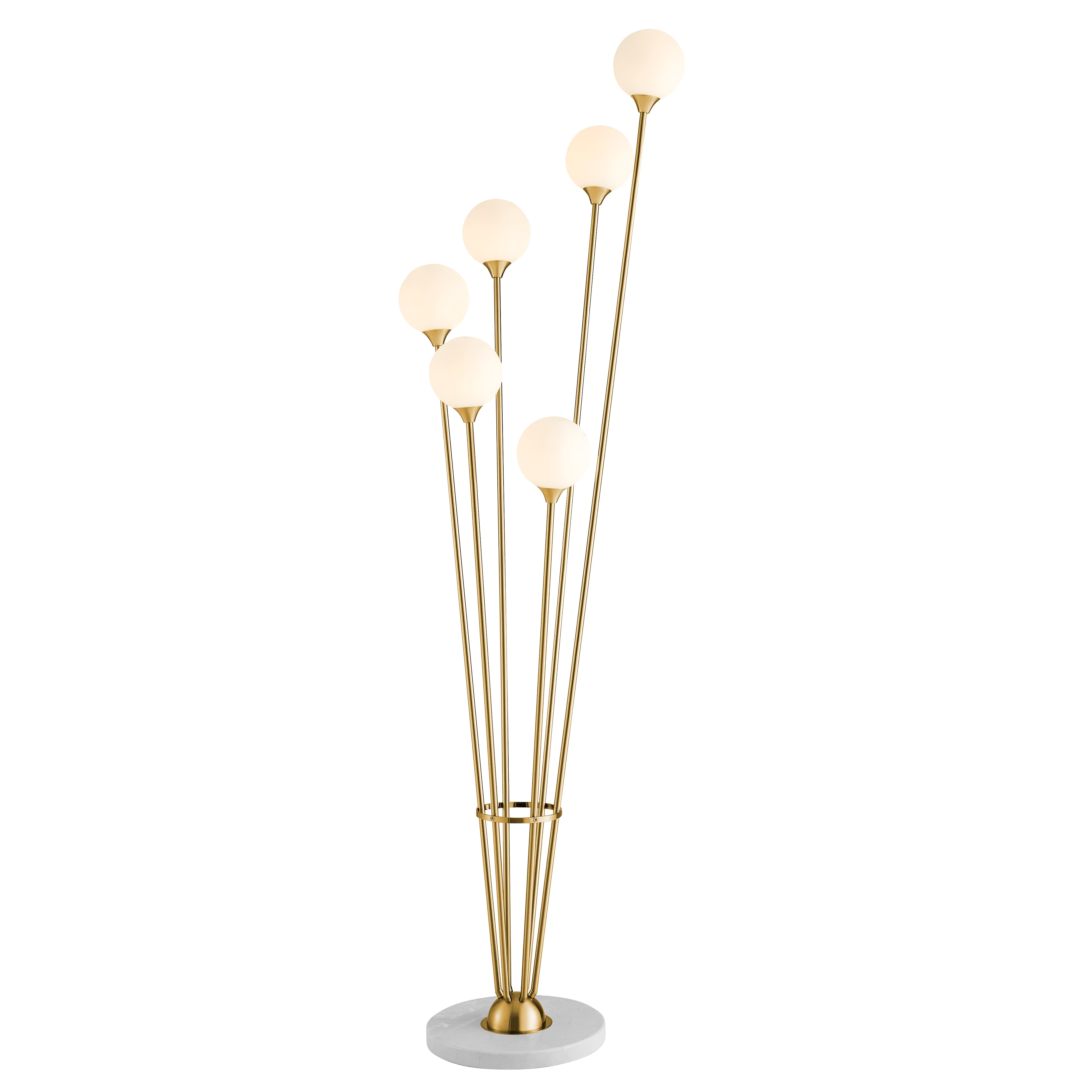 Anechdoche 6-Light Gold and White Floor Lamp