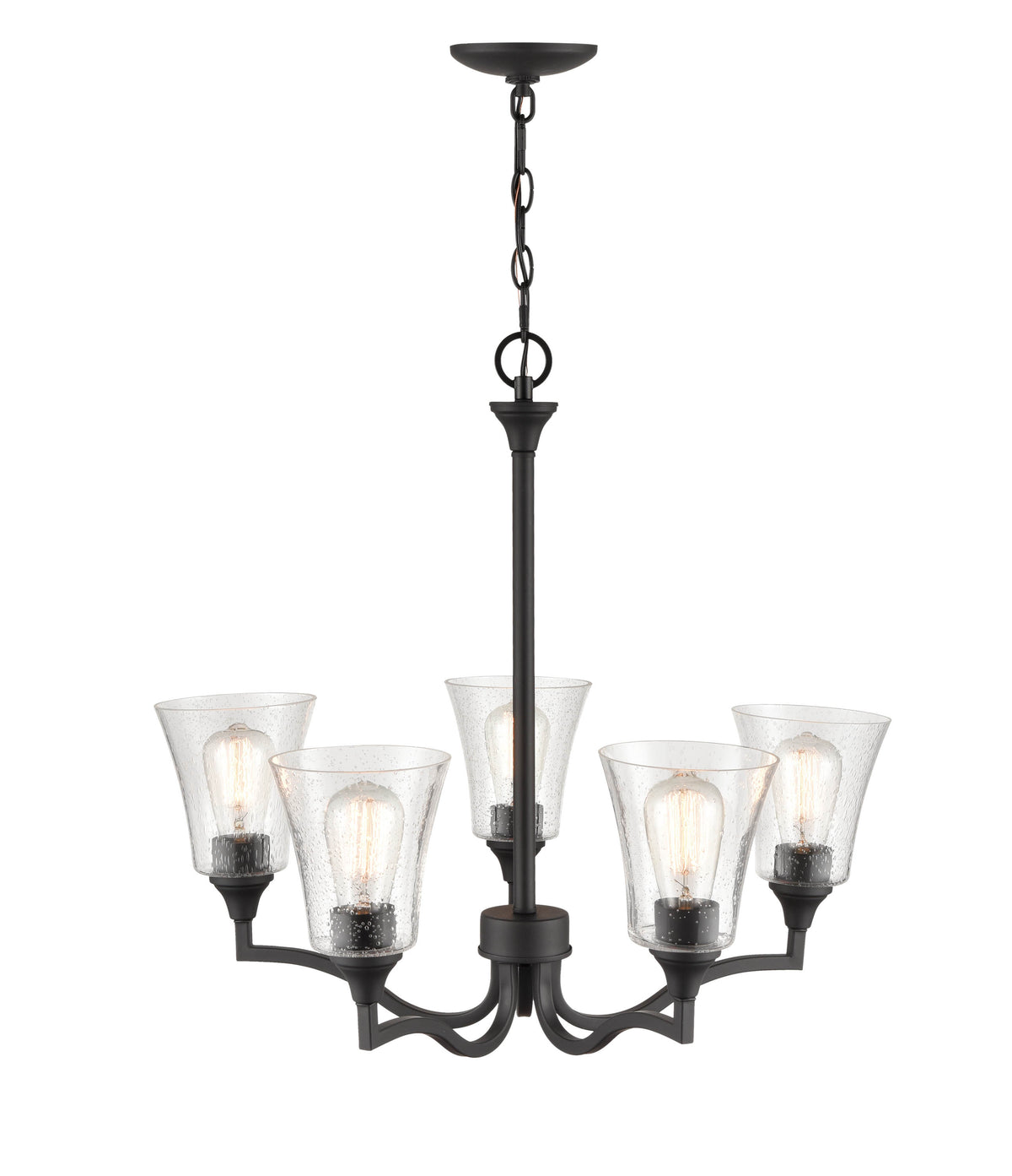 24'' Caily Matte Black 5 Light Chandelier