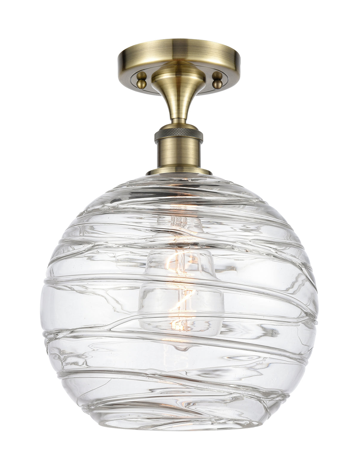 Athens Deco Swirl 10-Inch 1-Light Semi-Flush Mount 13.625-Inch High