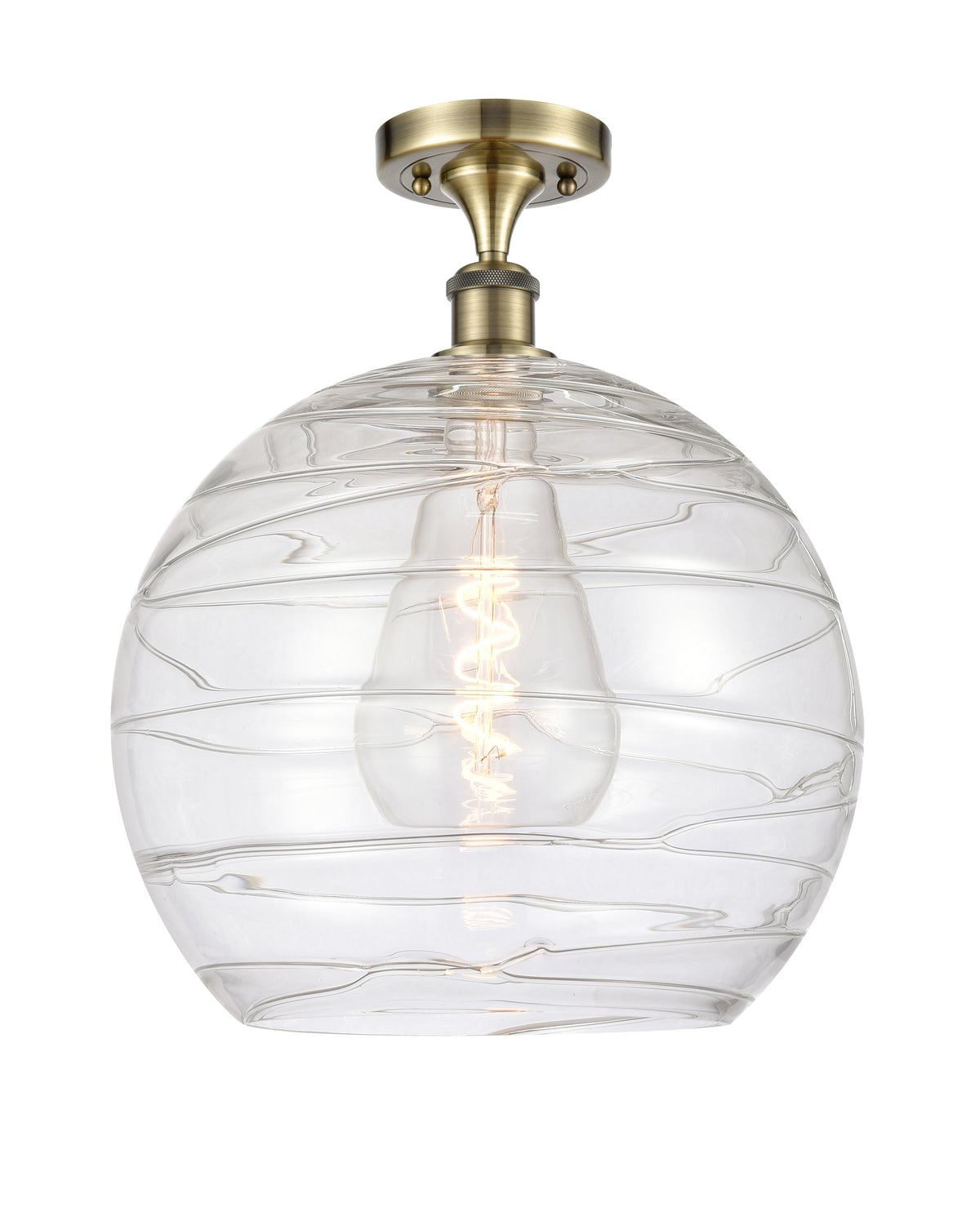 Athens Deco Swirl 14-Inch 1-Light Semi-Flush Mount 17.125-Inch High