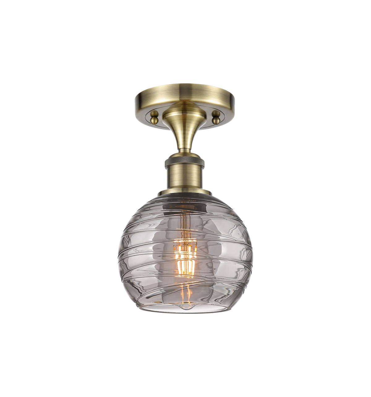 Athens Deco Swirl 6-Inch 1-Light Semi-Flush Mount 10.125-Inch High