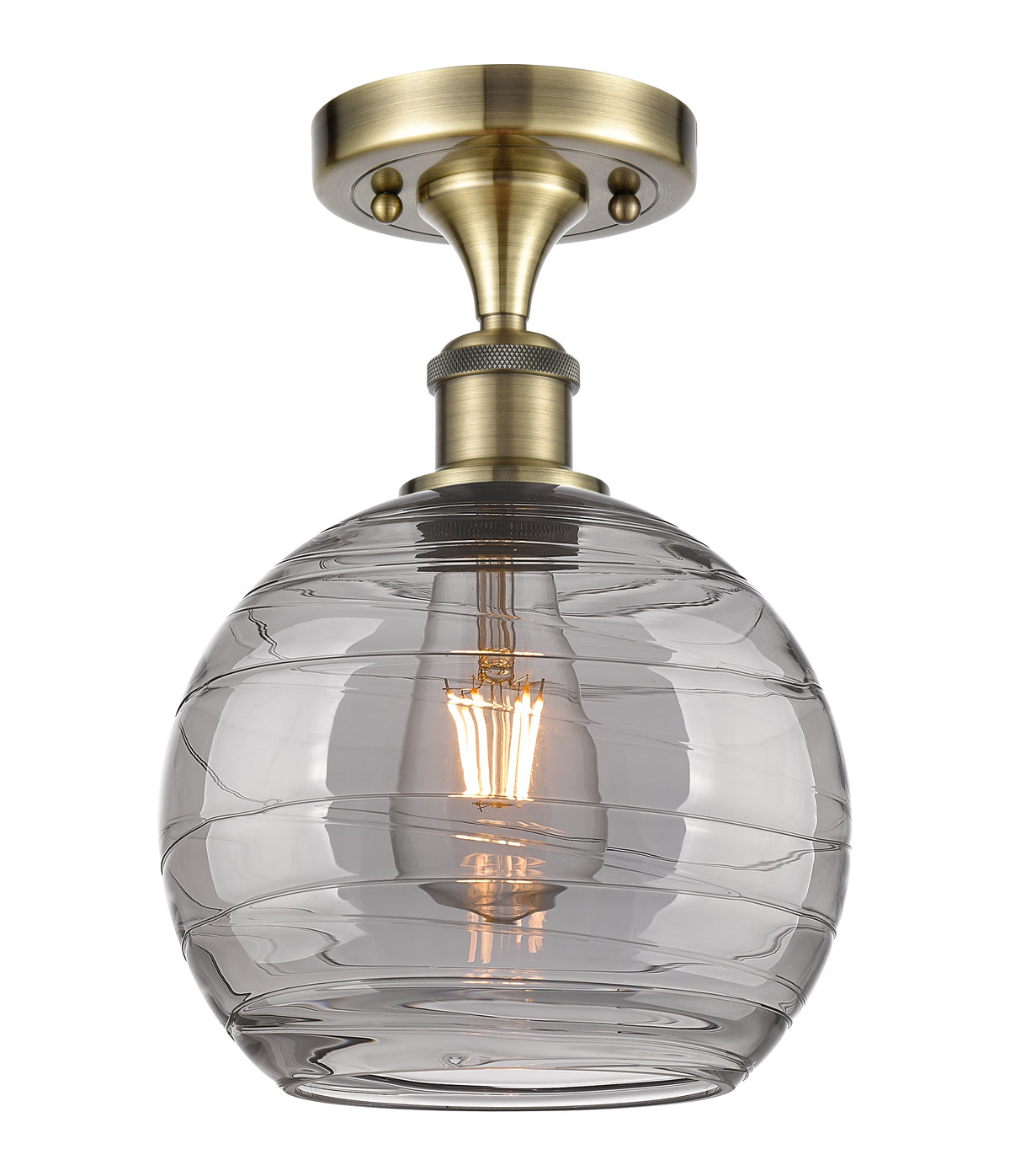 Athens Deco Swirl 8-Inch 1-Light Semi-Flush Mount 11.875-Inch High