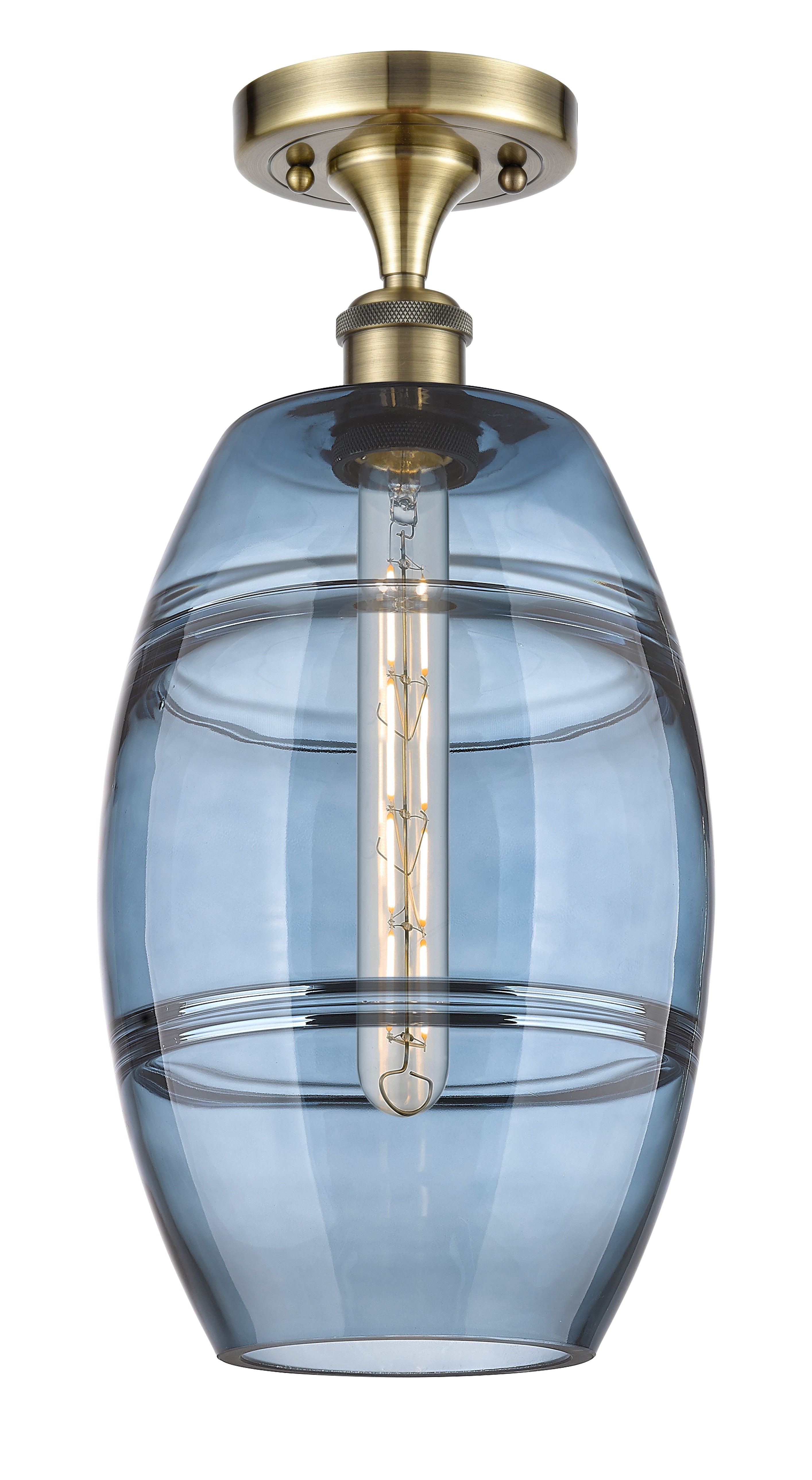Edison Semi-Flush Mount Brushed Nickel Finish