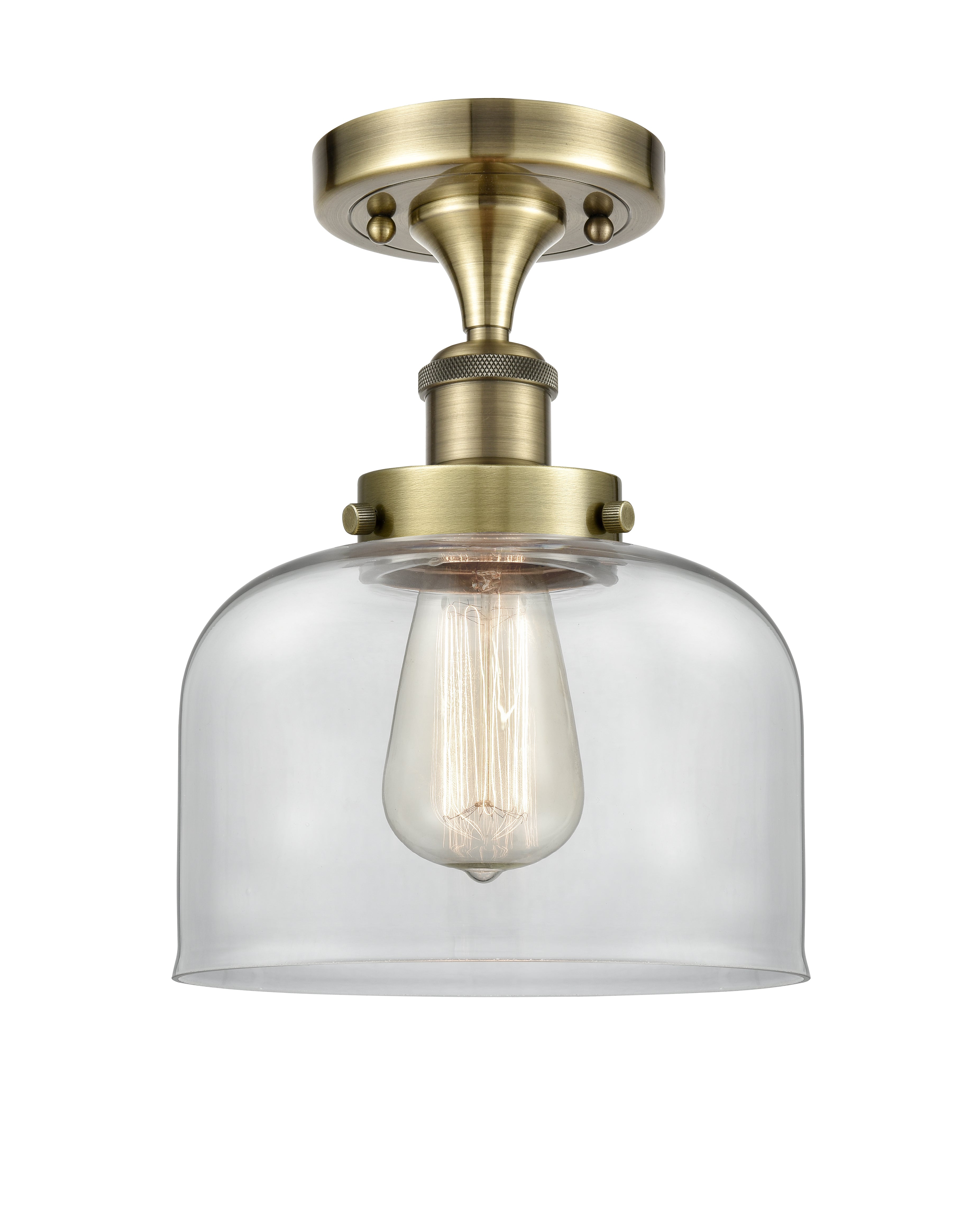 Edison Semi-Flush Mount Brushed Nickel Finish