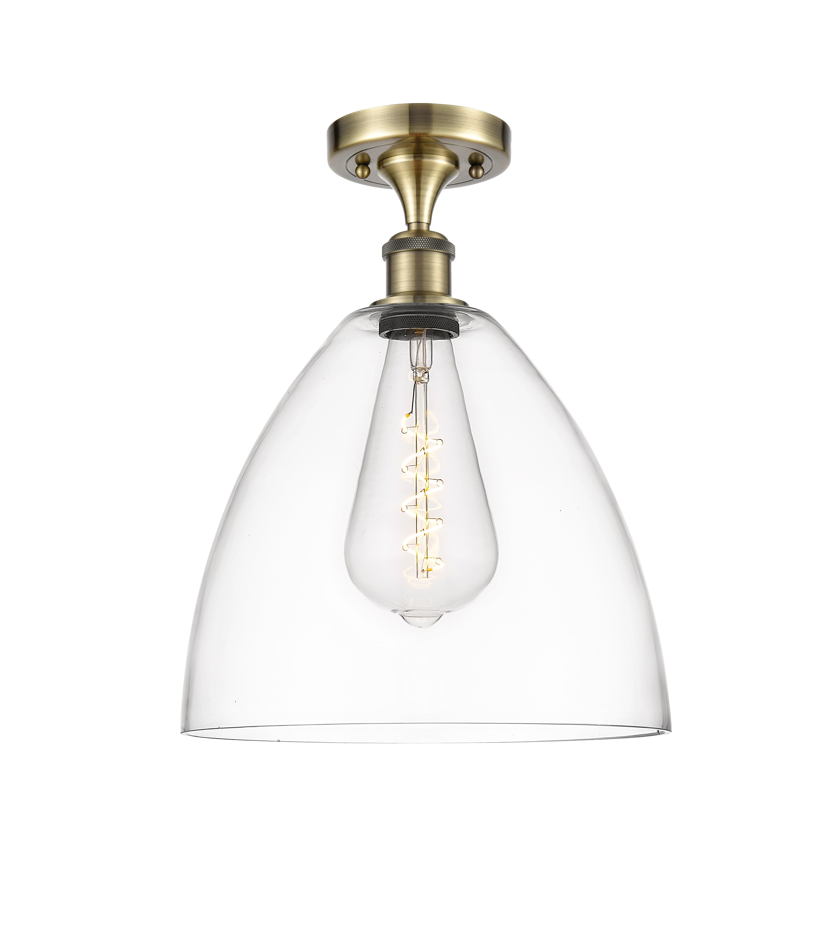 Edison Semi-Flush Mount Satin Nickel 8 Inch