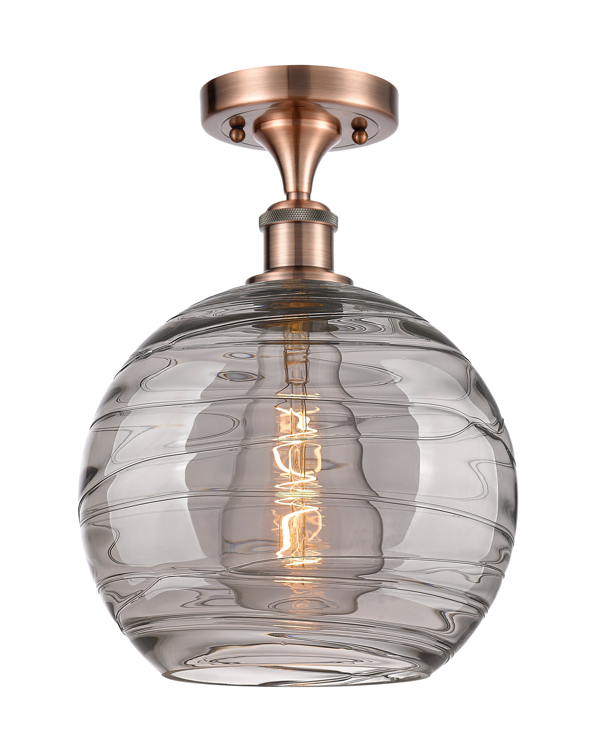 Athens Deco Swirl 10-Inch 1-Light Semi-Flush Mount 13.625-Inch High