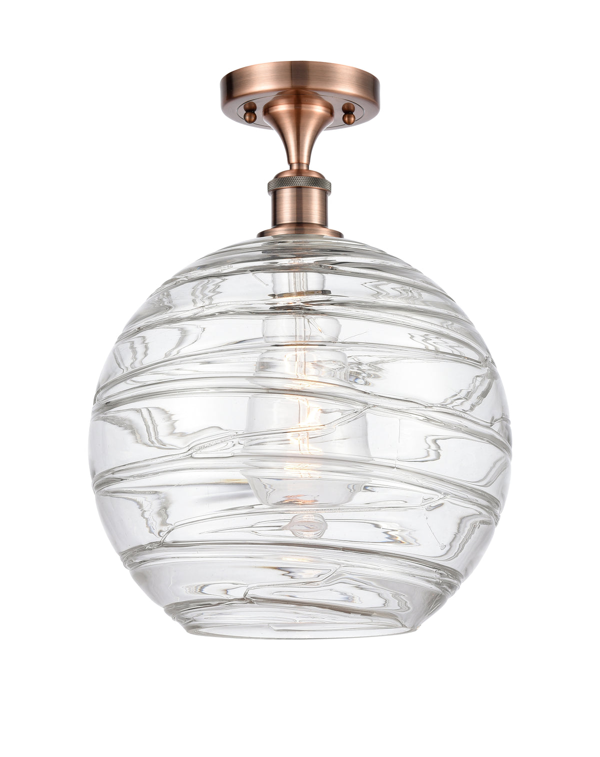 Athens Deco Swirl 12-Inch 1-Light Semi-Flush Mount 15.375-Inch High
