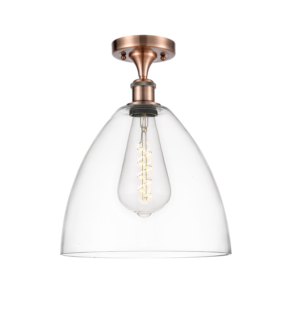 Bristol 12-Inch 1-Light Semi-Flush Mount Dome Shade 15-Inch High