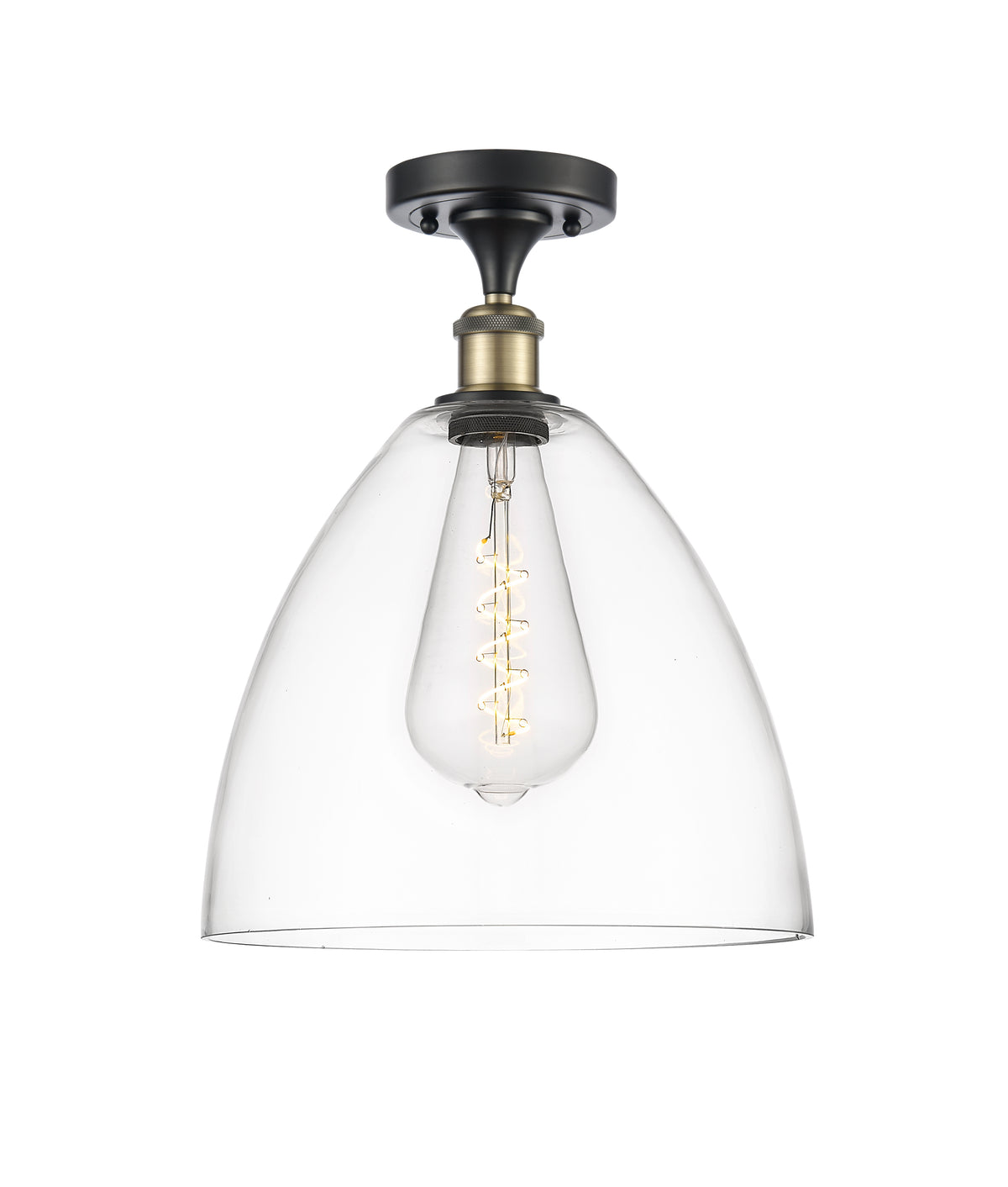 Bristol 12-Inch 1-Light Semi-Flush Mount Dome Shade 15-Inch High