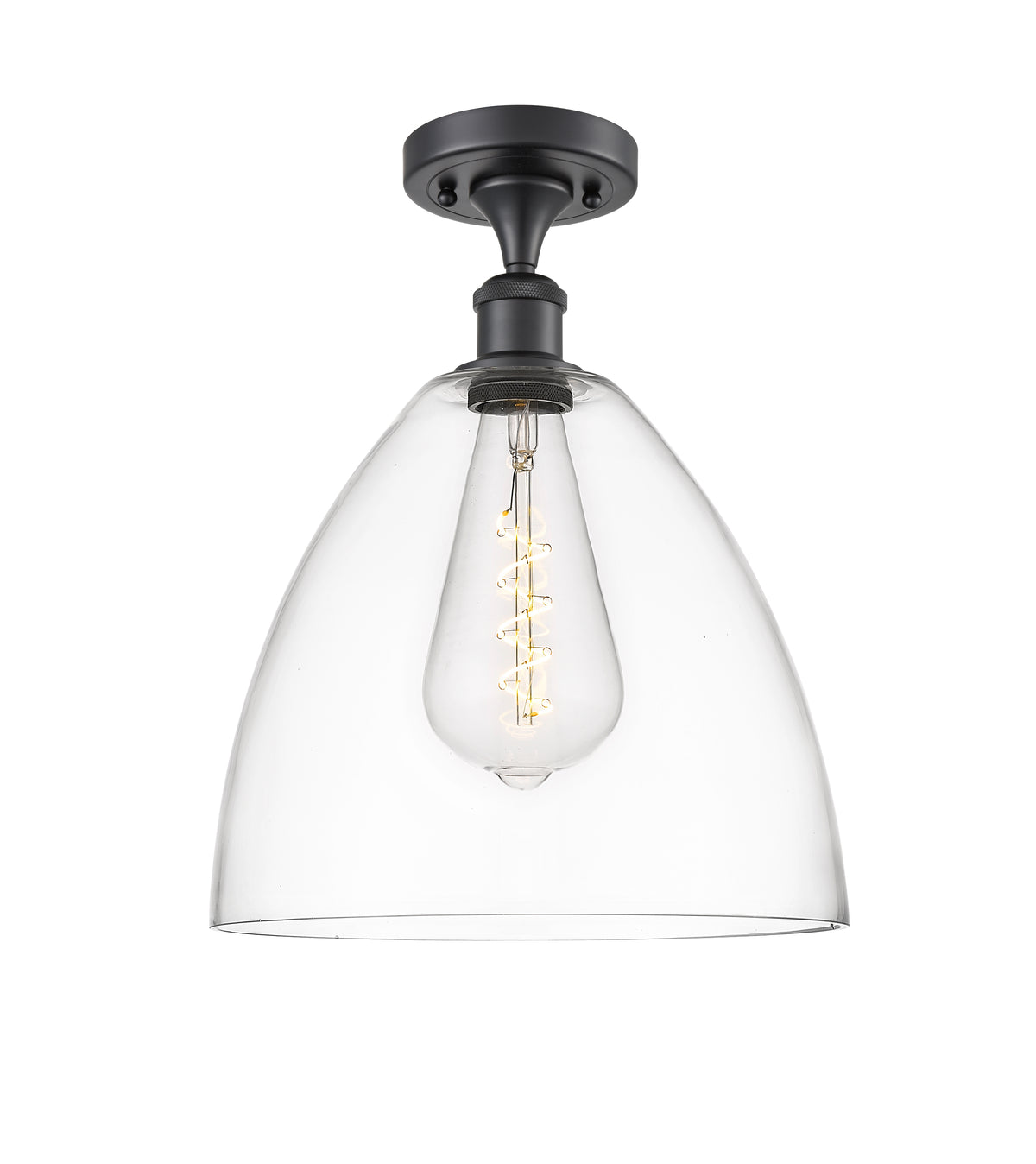 Bristol 12-Inch 1-Light Semi-Flush Mount Dome Shade 15-Inch High