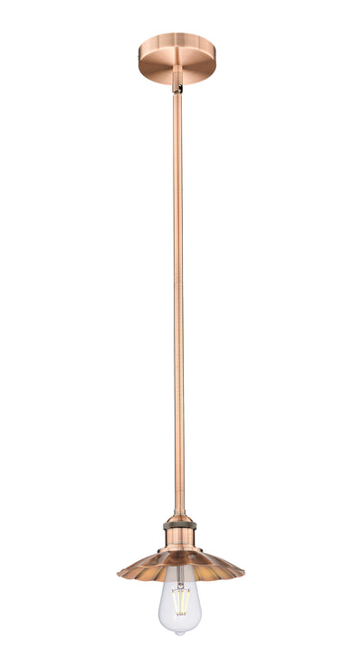 Scallop 8-Inch 1-Light Stem-Hung Mini Pendant Cone Shade 3.75-Inch High