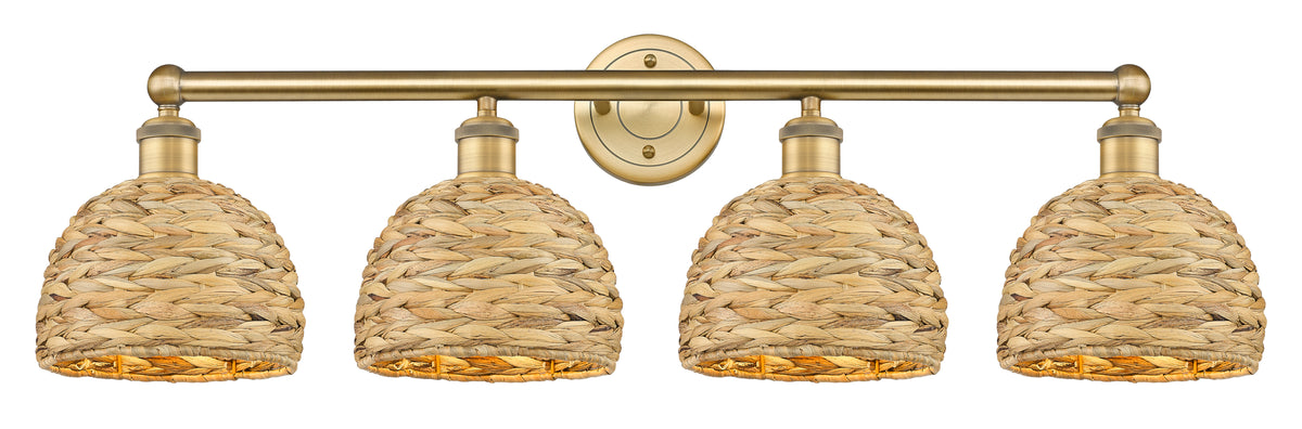 Woven Rattan 35-Inch 4-Light Bath Vanity Light 11-Inch High