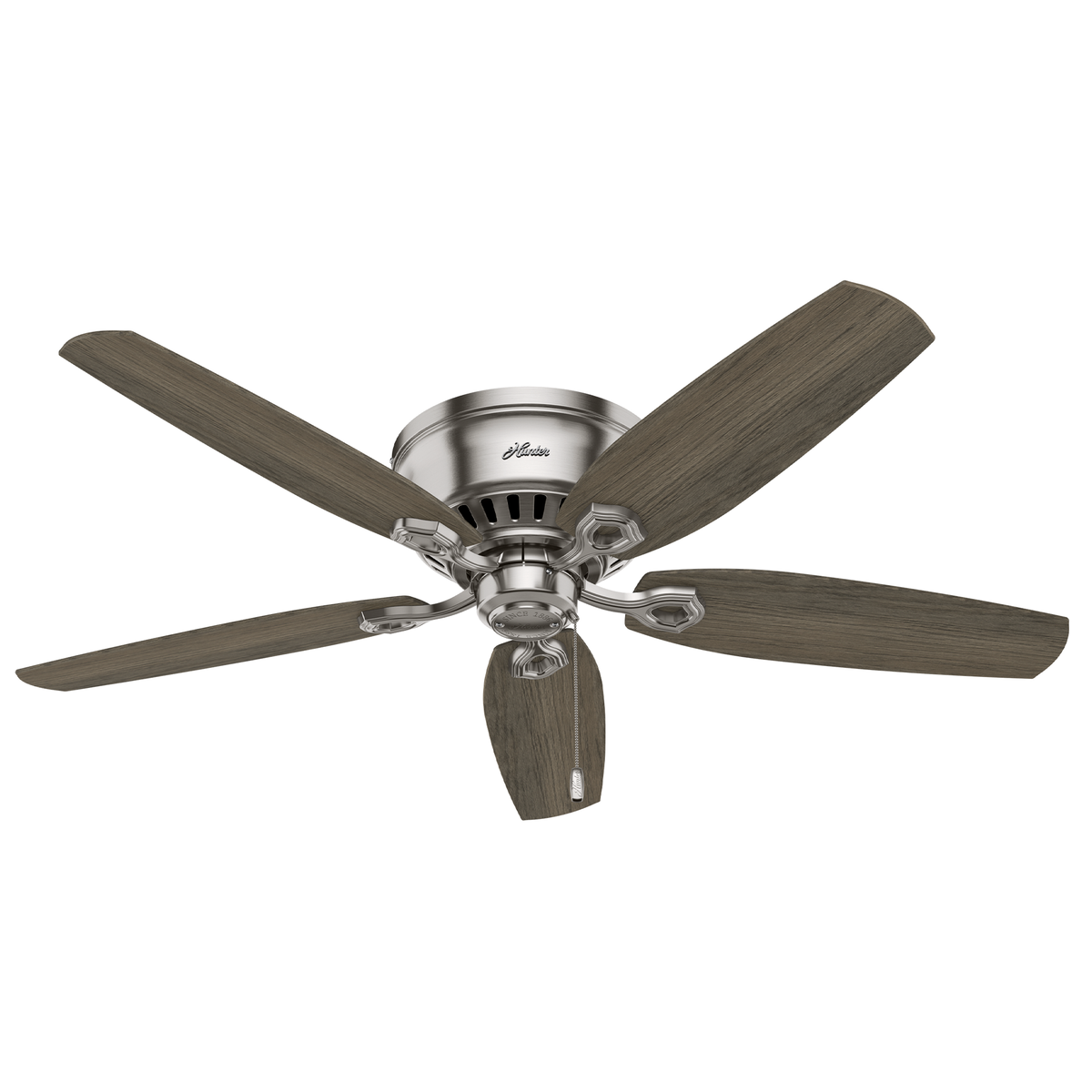52 inch Builder Brushed Nickel Low Profile Ceiling Fan with LED Light Kit