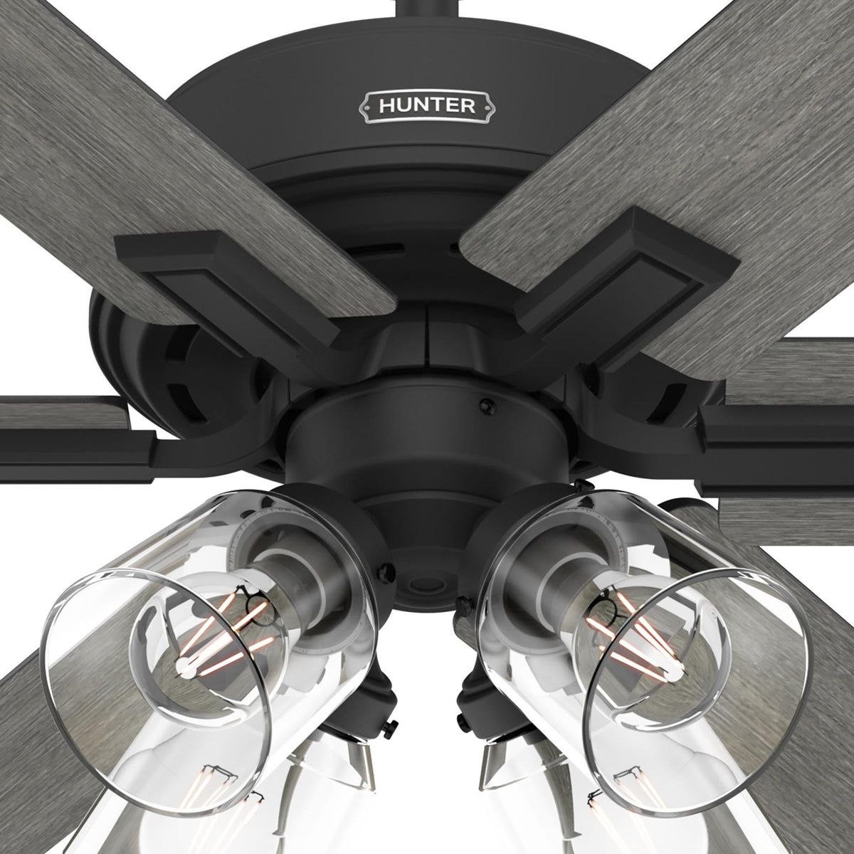 52 inch Fonthill ENERGY STAR® HunterExpress Matte Black Ceiling Fan with LED Light Kit and Handheld Remote