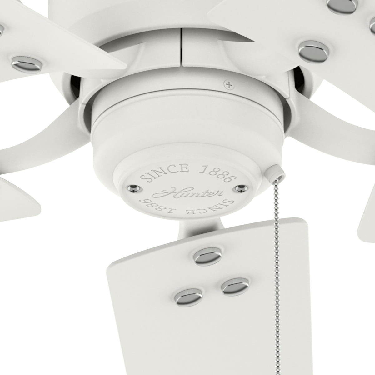 52 inch Windbound Matte White Damp Rated Ceiling Fan and Pull Chain