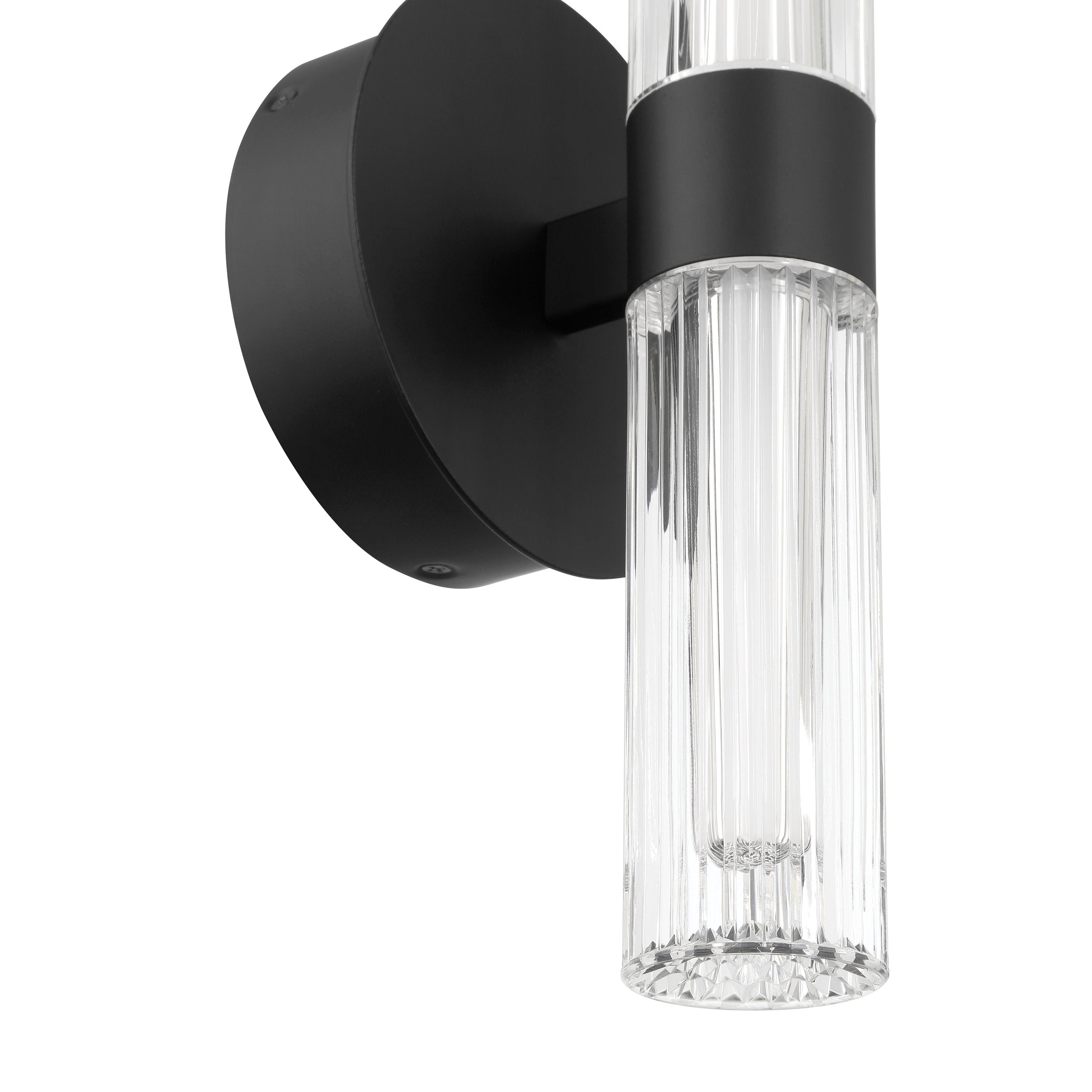 Ristretto 13-inch 2-light Matte Black LED Wall Sconce with Clear Ribbed and White Acrylic Shades