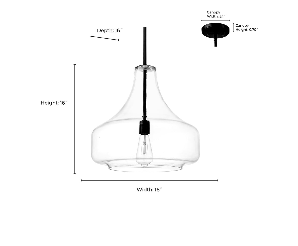 16'' Madelynn Matte Black 1 Light Pendant