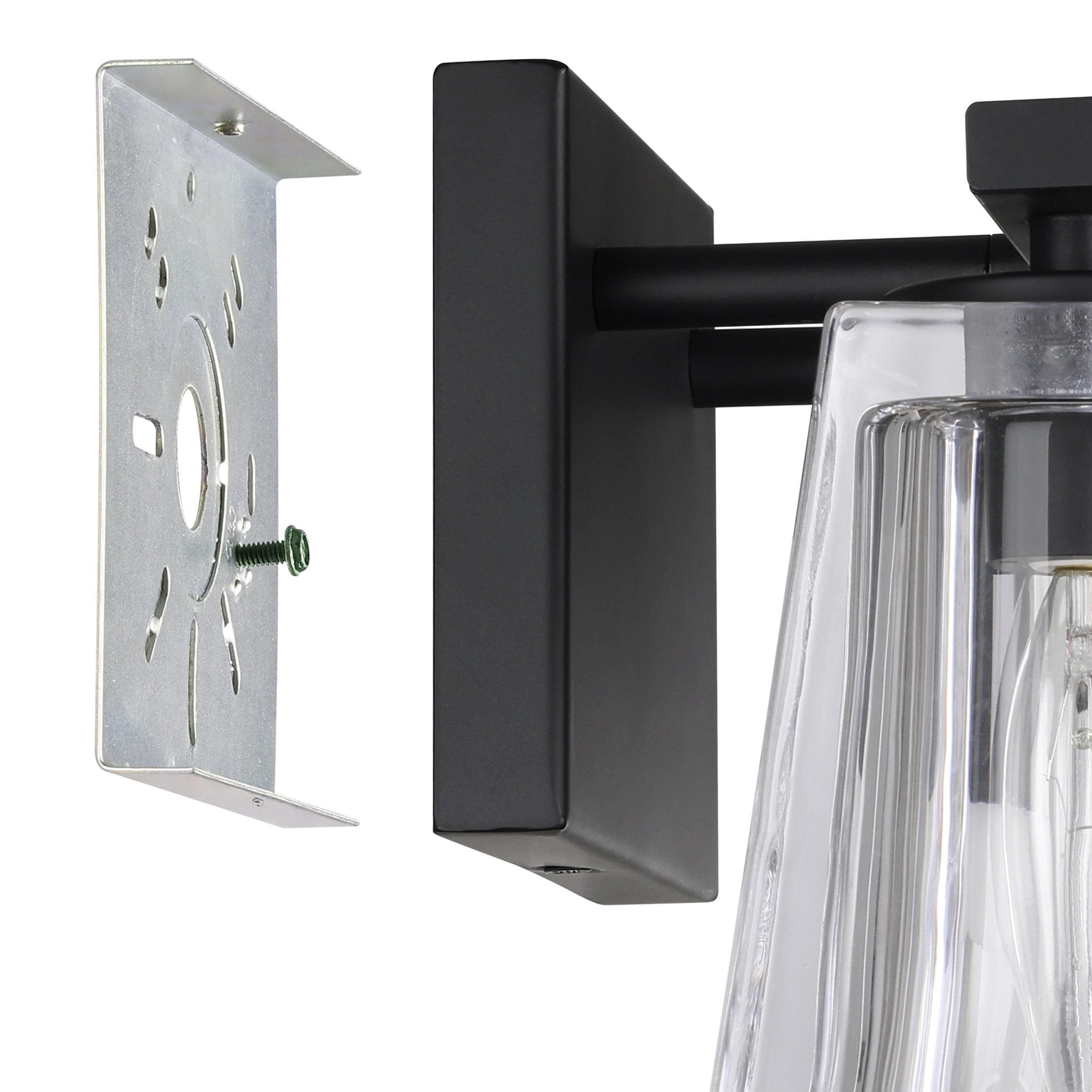 Valentin 15-inch 2-light Matte Black Vanity Light with Clear Pressed Glass Shades