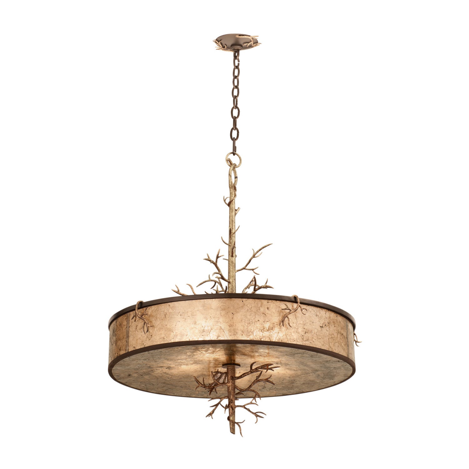 34'' Oakham 5 Light Antique Bronze w/ Antique Gold Pendant