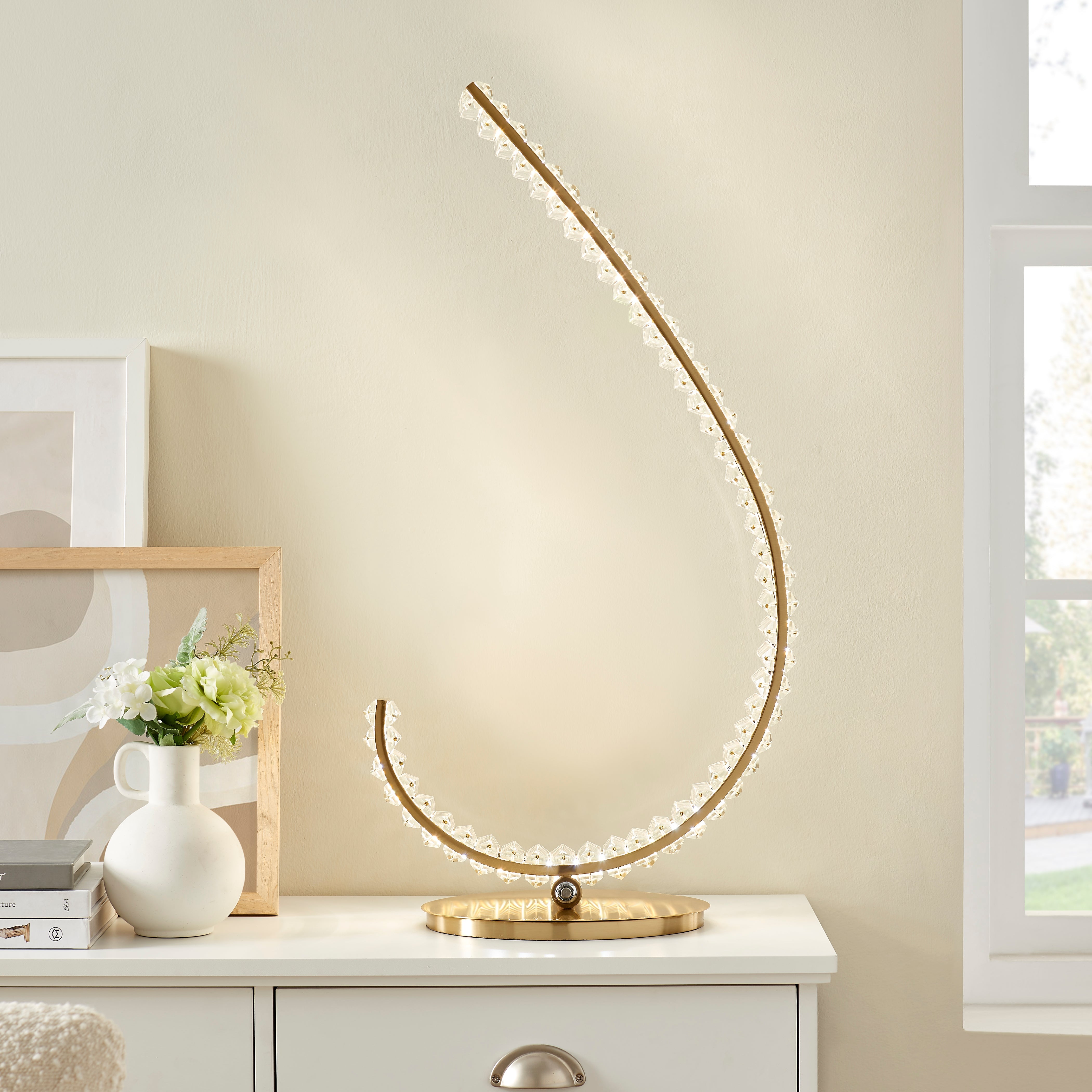 Grace Crystal Table Lamp 16W Touch Dimmable – Gold